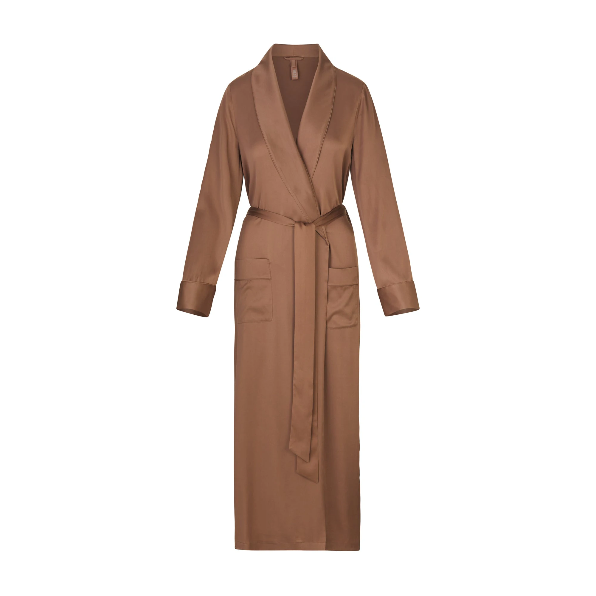SILK SLEEP ROBE | SIENNA LAYS FLAT ON A WHITE BACKGROUND
