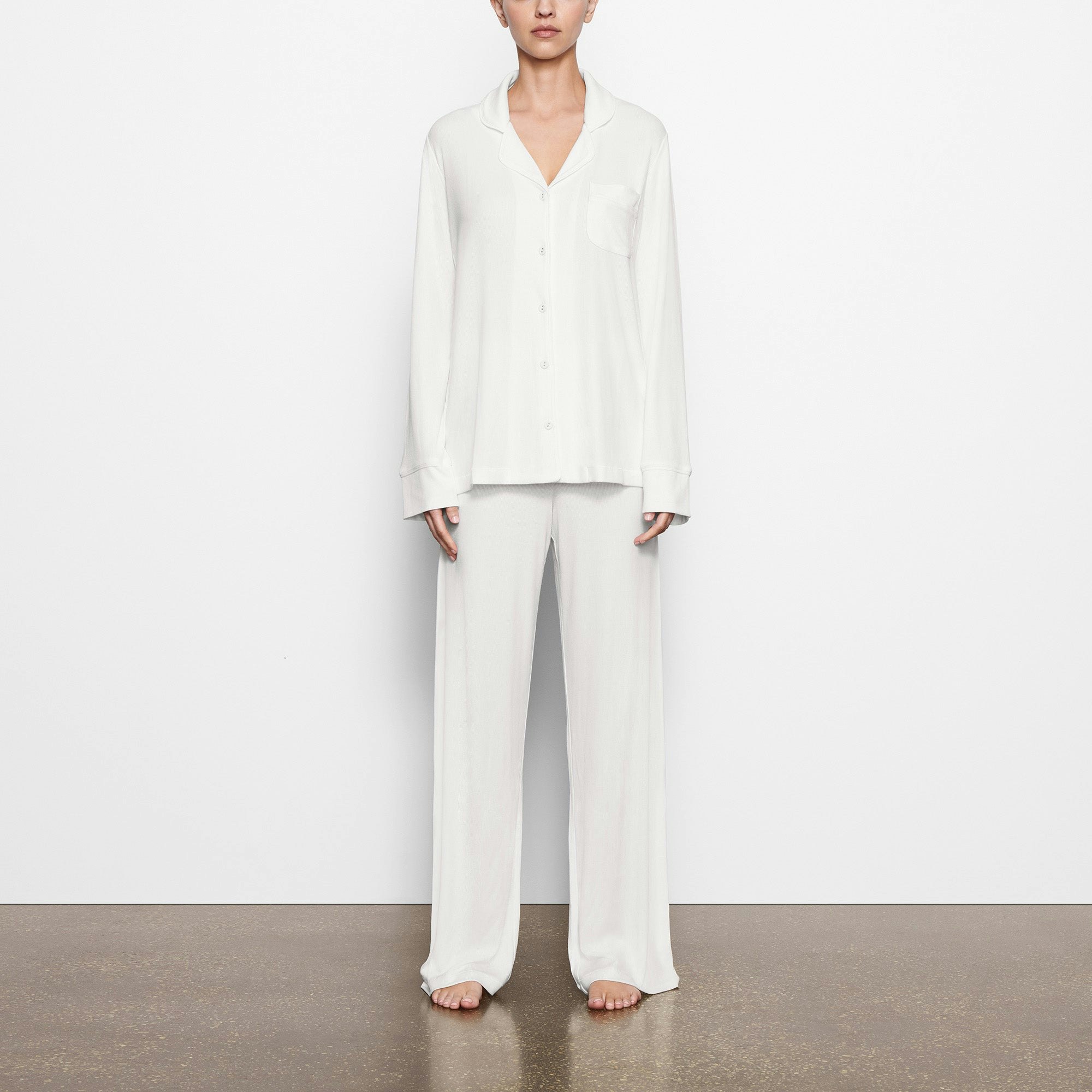 WORN BY A MODEL IN FRONT VIEW SOFT LOUNGE SLEEP SET