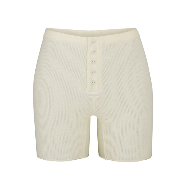 WAFFLE SHORT LAYS FLAT ON A WHITE BACKGROUND