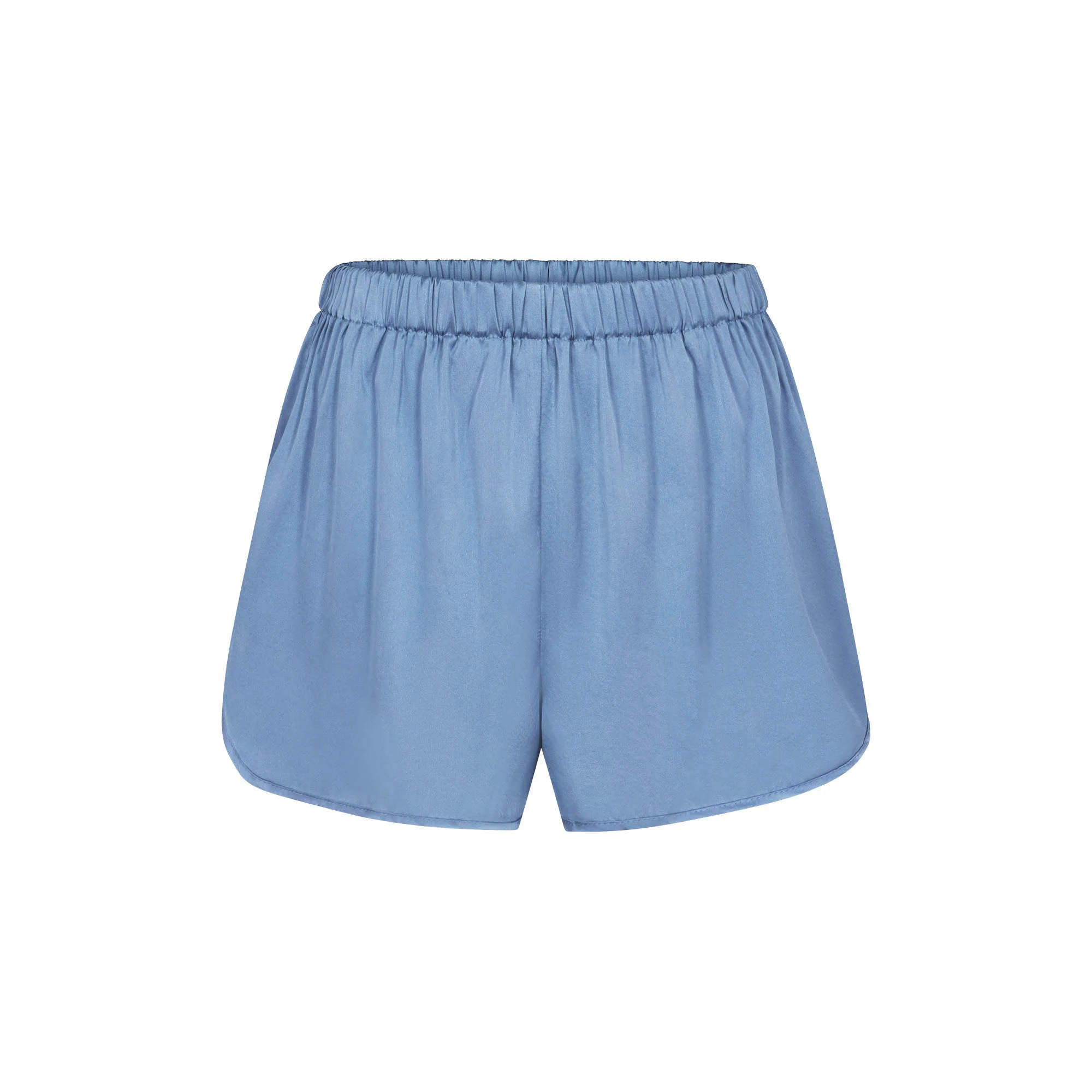 SILK SLEEP TAP SHORT LAYS FLAT ON A WHITE BACKGROUND