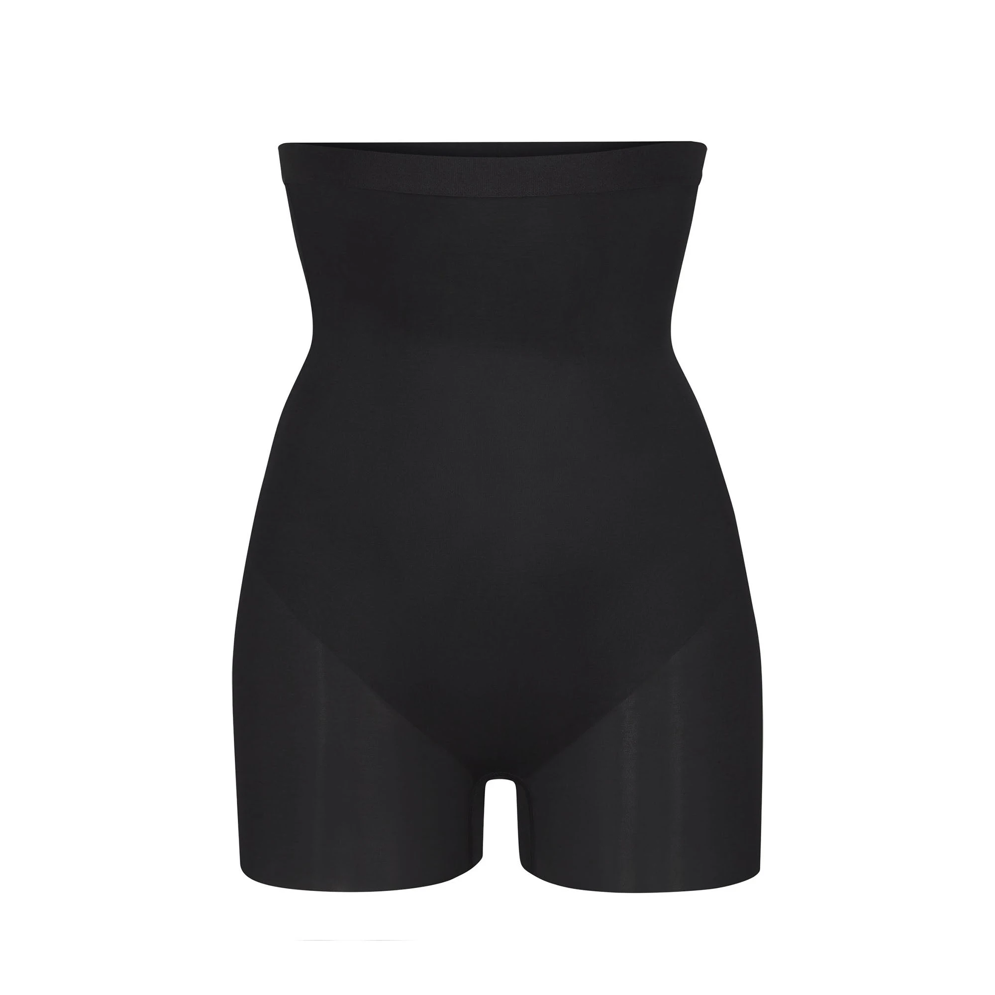 SIMPLY BARE HIGH-WAISTED SHORTIE | ONYX (SHAPEWEAR SHORTS, SHAPEWEAR) LAYS FLAT ON A WHITE BACKGROUND | FLT