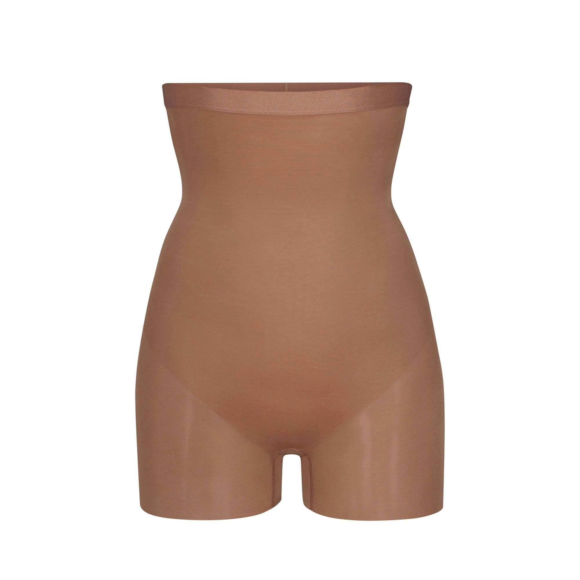 SIMPLY BARE HIGH-WAISTED SHORTIE | SIENNA (SHAPEWEAR SHORTS, SHAPEWEAR) LAYS FLAT ON A WHITE BACKGROUND | FLT