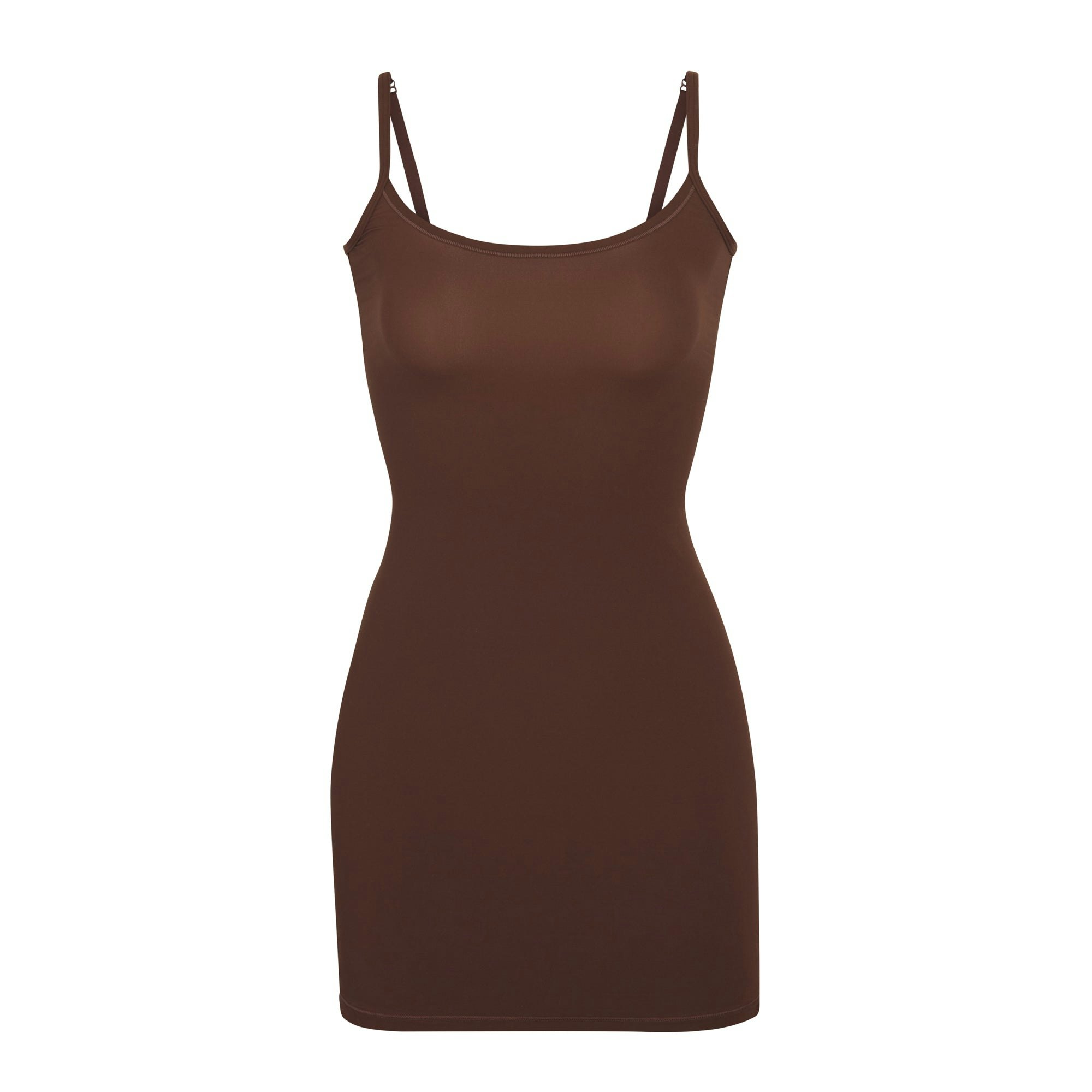 FITS EVERYBODY SLIP DRESS | COCOA LAYS FLAT ON A WHITE BACKGROUND | FLT