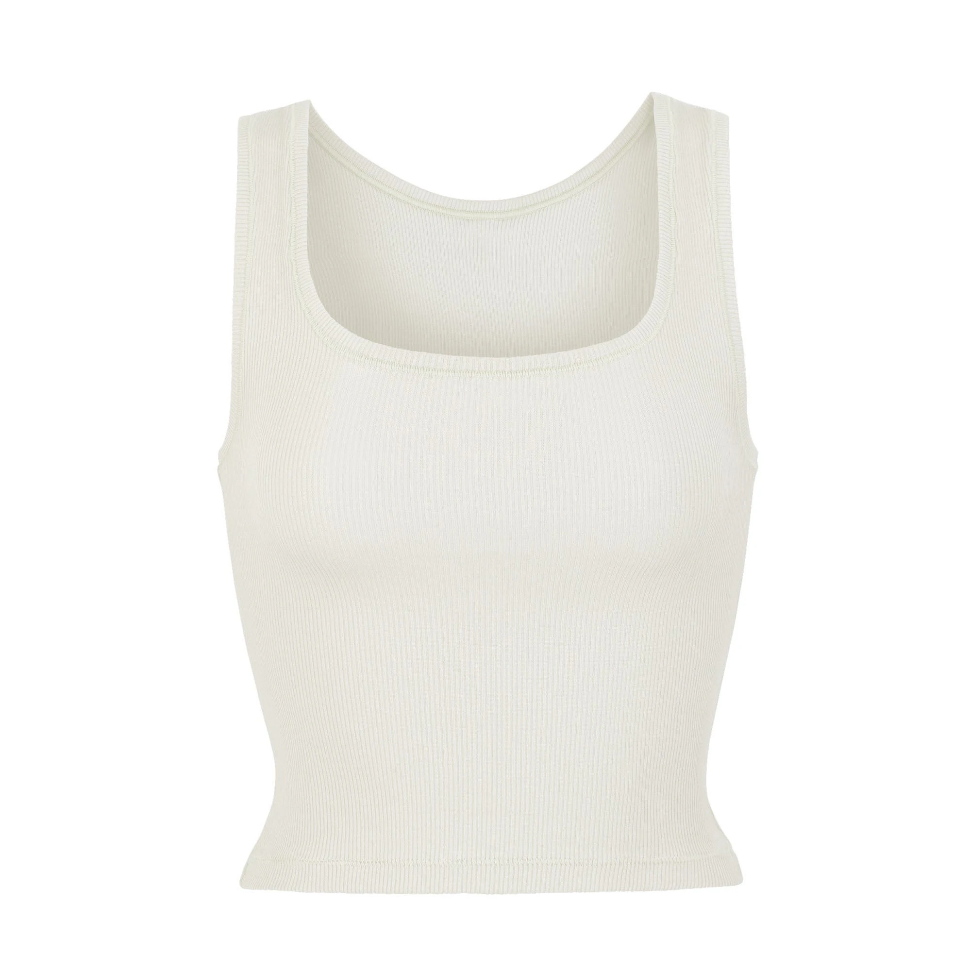 COTTON RIB TANK | BONE (TANKS, TOPS) LAYS FLAT ON A WHITE BACKGROUND | FLT