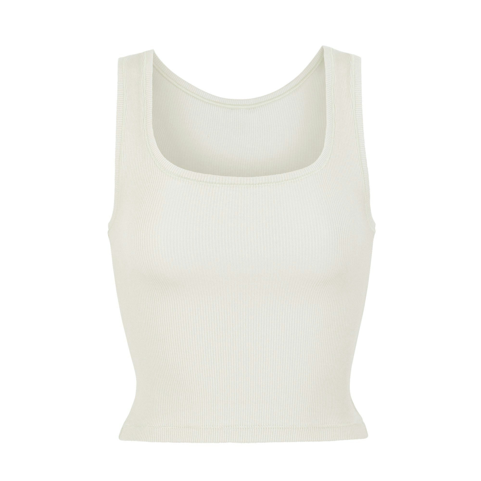COTTON RIB TANK | BONE (TANKS, TOPS) LAYS FLAT ON A WHITE BACKGROUND | FLT