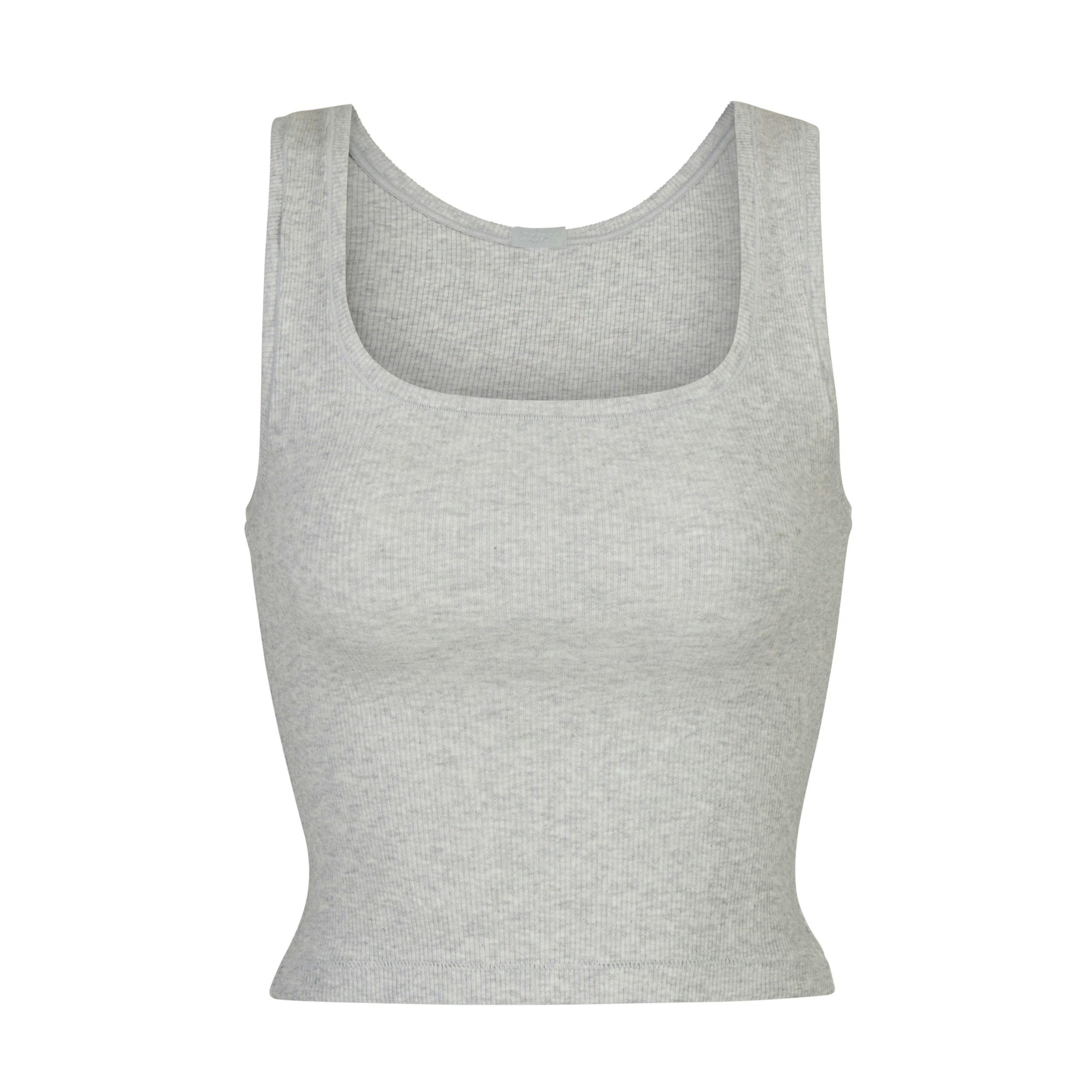 COTTON RIB TANK | LIGHT HEATHER GREY (TANKS, TOPS) LAYS FLAT ON A WHITE BACKGROUND | FLT
