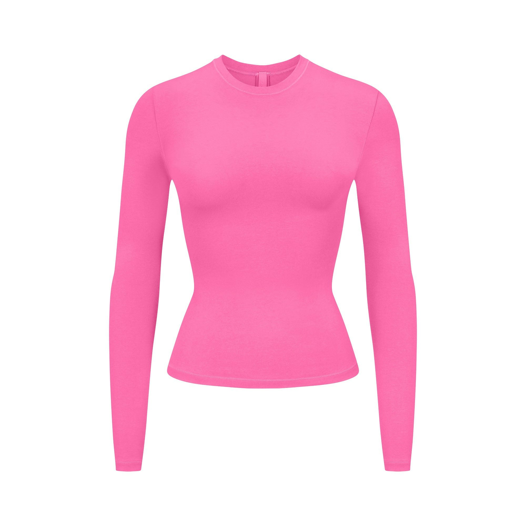 COTTON JERSEY LONG SLEEVE T-SHIRT ON A WHITE BACKGROUND