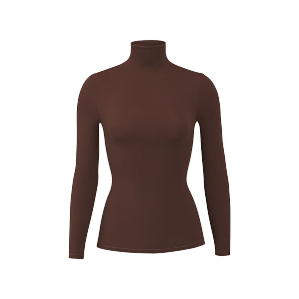 FITS EVERYBODY TURTLENECK TOP | COCOA (TURTLENECK TOPS) LAYS FLAT ON A WHITE BACKGROUND | FLT