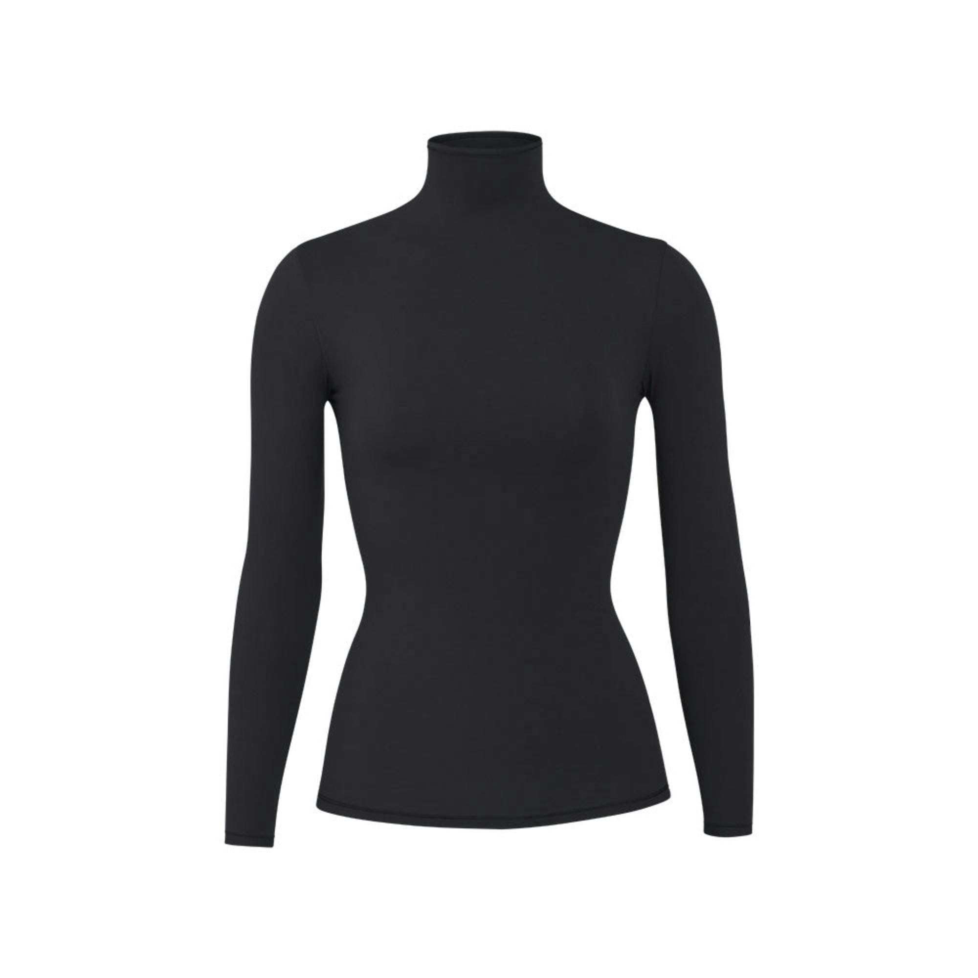 FITS EVERYBODY TURTLENECK TOP | ONYX (TURTLENECK TOPS) LAYS FLAT ON A WHITE BACKGROUND | FLT