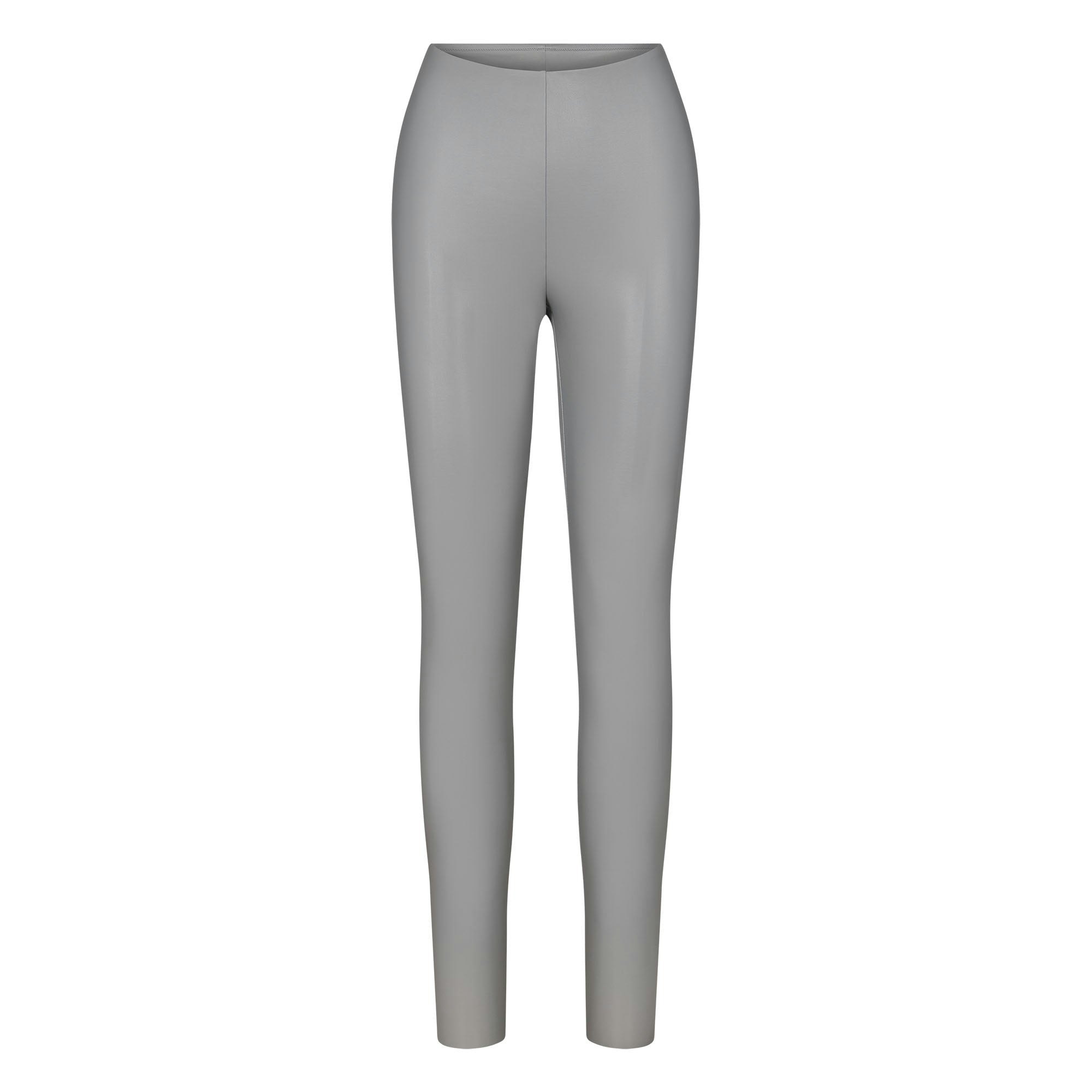 FAUX LEATHER LEGGING LAYS FLAT ON A WHITE BACKGROUND