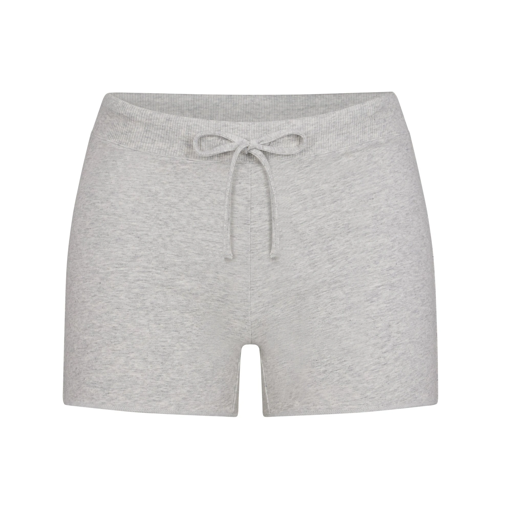 COTTON JERSEY SHORT | LIGHT HEATHER GREY (SHORTS, BOTTOMS) LAYS FLAT ON A WHITE BACKGROUND | FLT