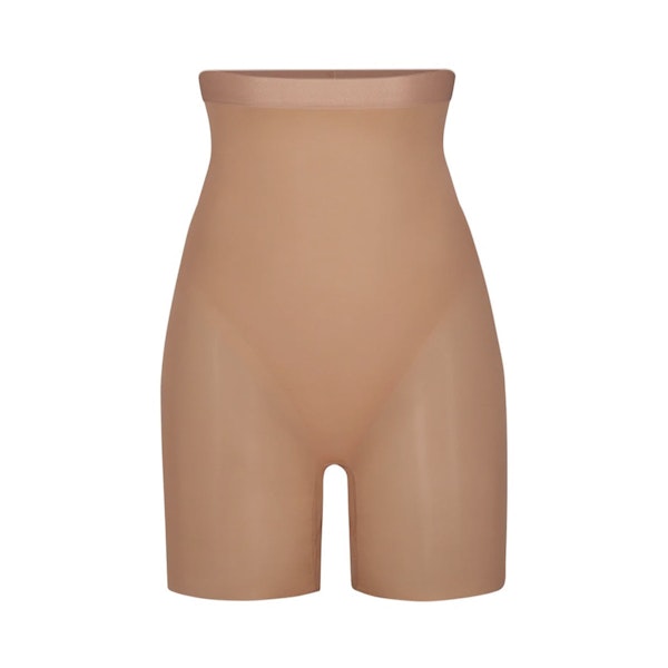 BARELY THERE MID THIGH SHORT LAYS FLAT ON A WHITE BACKGROUND | FLT