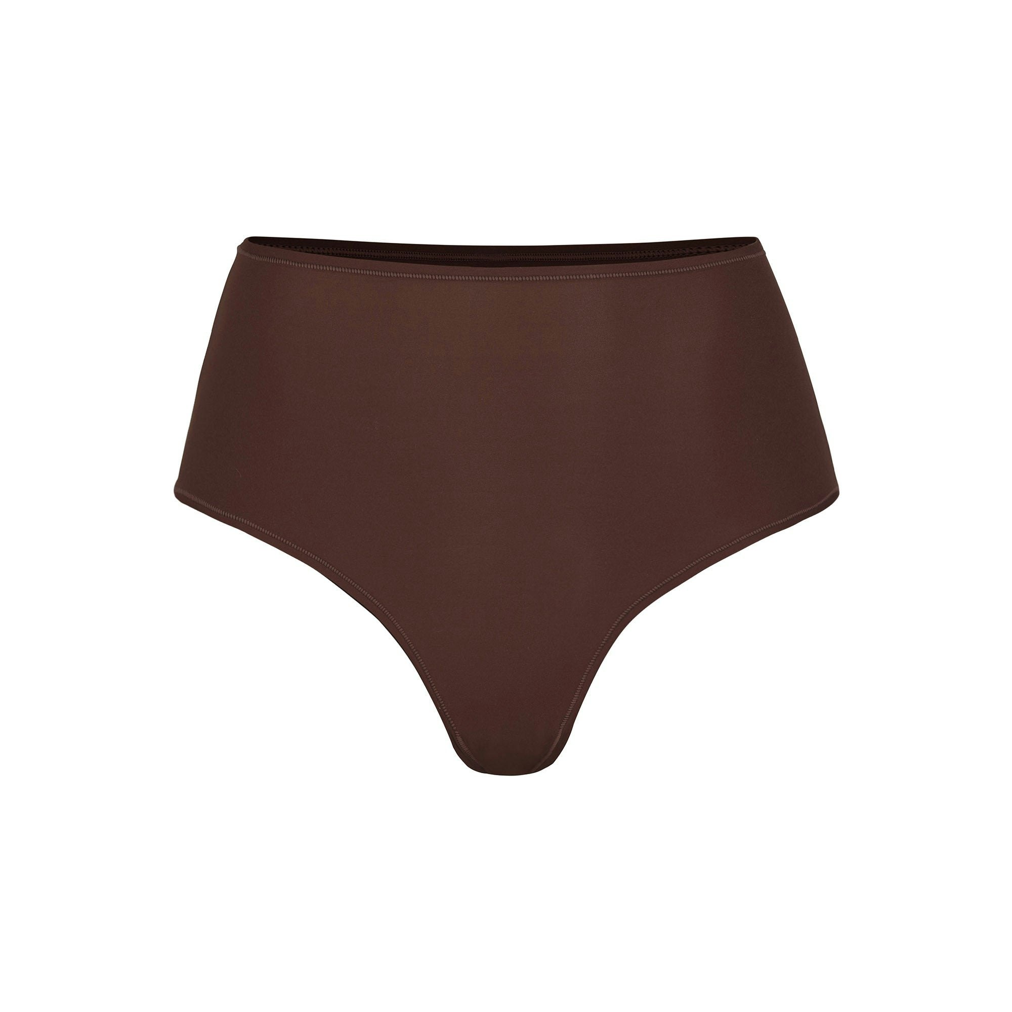 FITS EVERYBODY HIGH-WAISTED THONG | COCOA (HIGH-WAISTED PANTIES) LAYS FLAT ON A WHITE BACKGROUND | FLT
