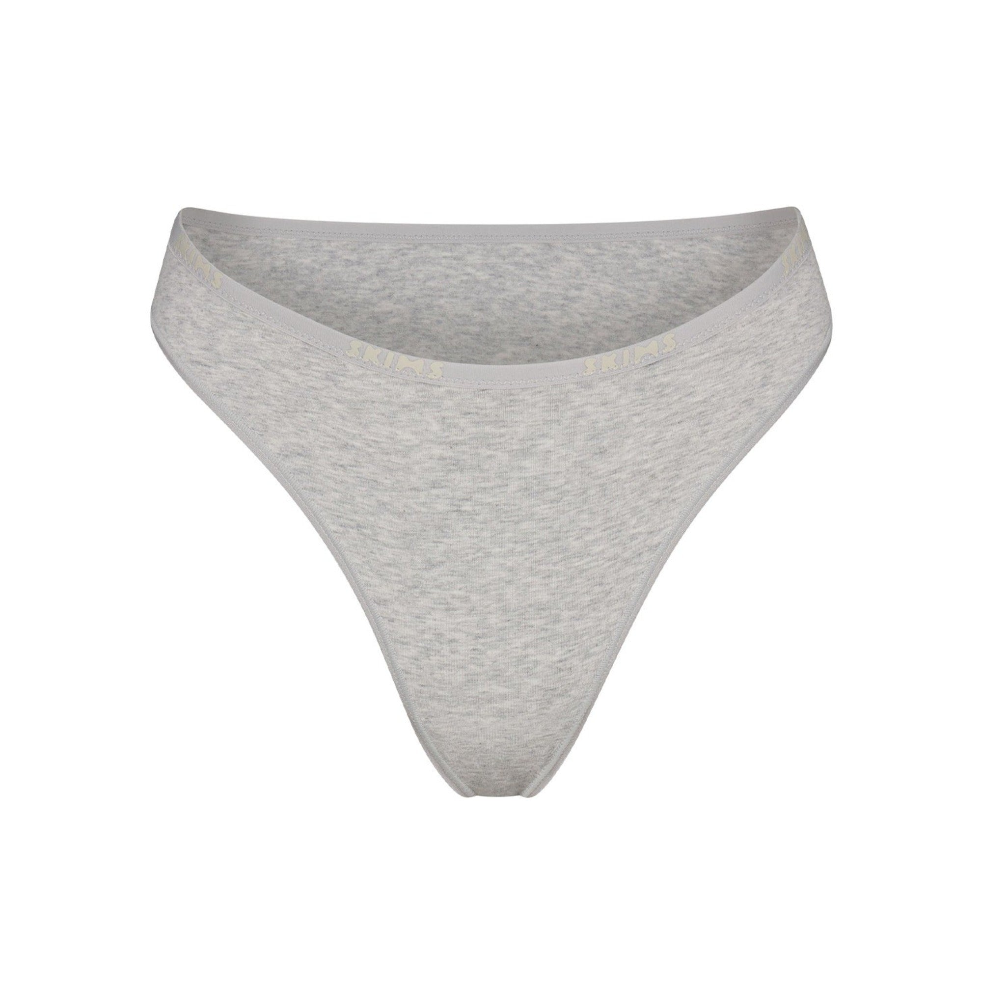 COTTON LOGO HIGH LEG BIKINI | LIGHT HEATHER GREY