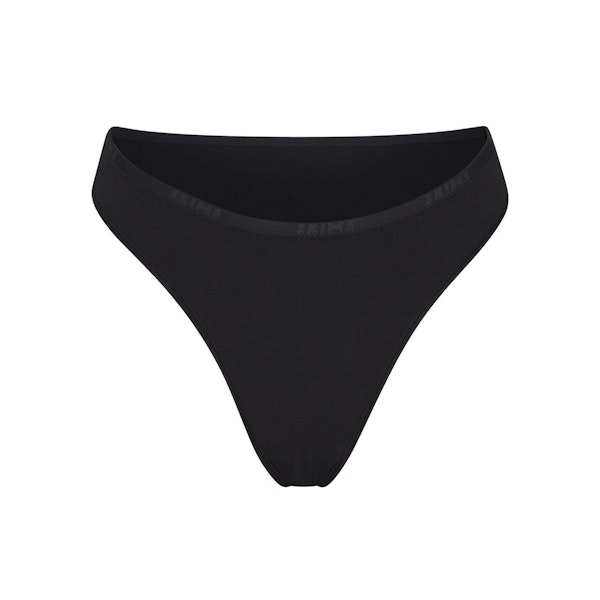 COTTON LOGO HIGH LEG BIKINI | SOOT (BIKINIS, PANTIES) LAYS FLAT ON A WHITE BACKGROUND | FLT