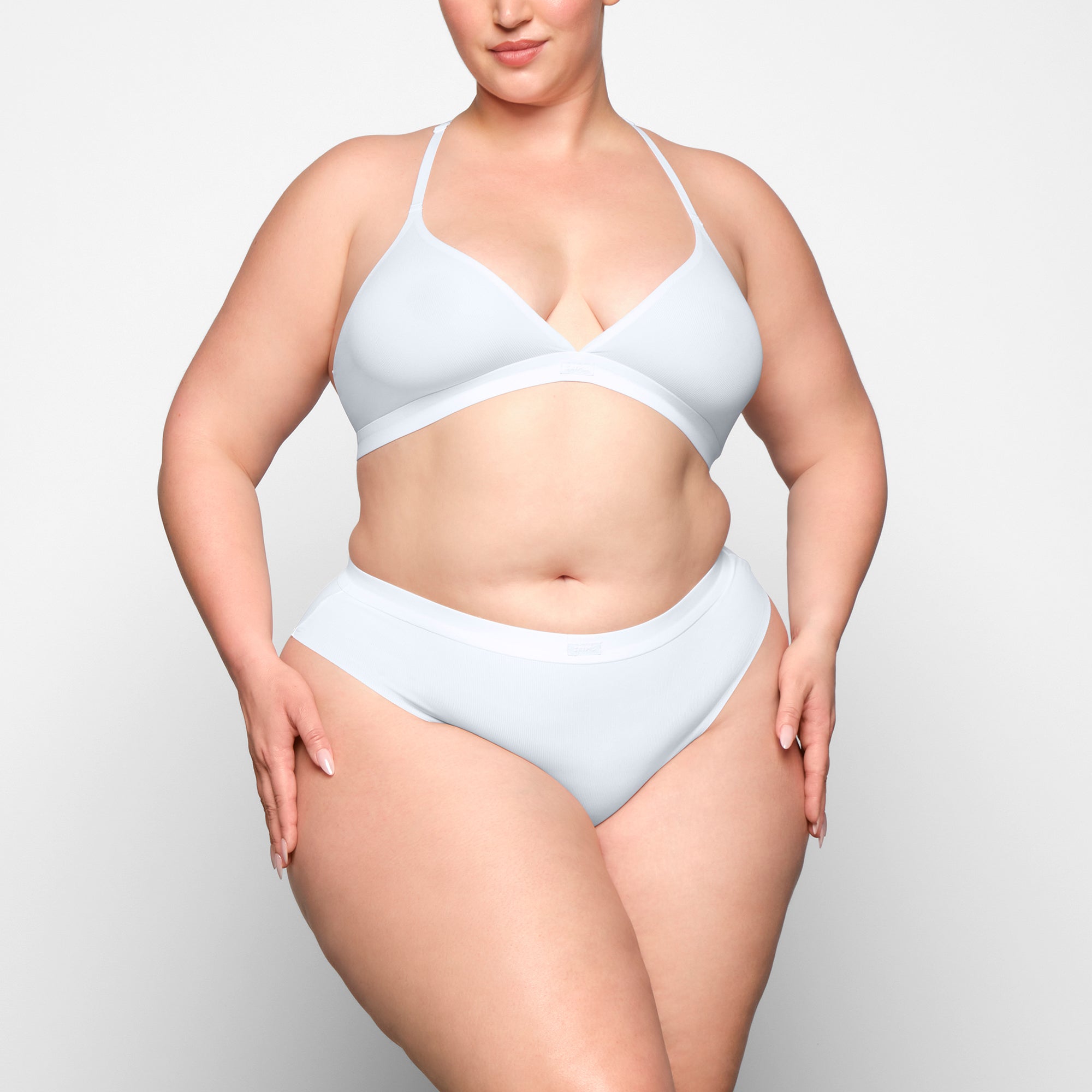 SMOOTH RIB THONG WORN BY A MODEL IN FRONT VIEW | SEE: 2X, 3X, 4X