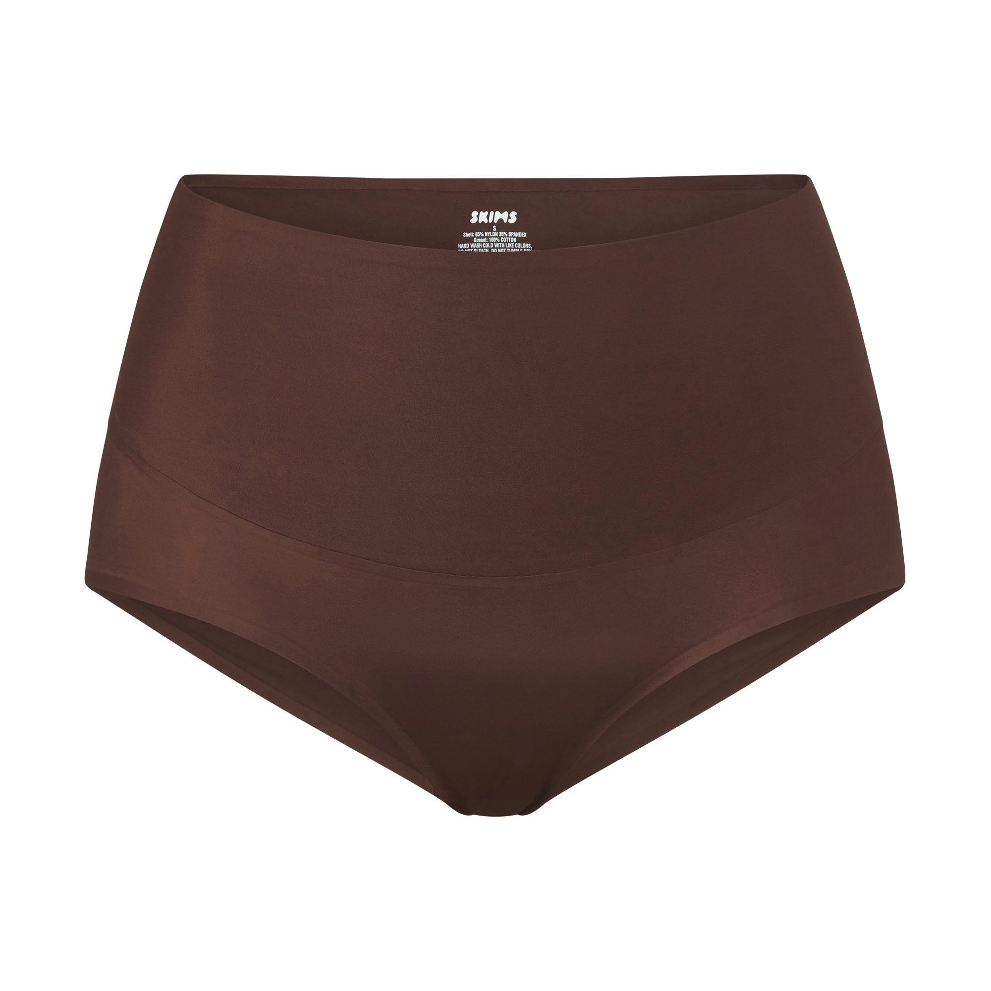 SMOOTHING INTIMATES HIGH-WAISTED BRIEF | COCOA (BRIEFS, PANTIES) LAYS FLAT ON A WHITE BACKGROUND | FLT