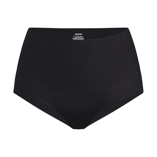 SMOOTHING INTIMATES HIGH-WAISTED BRIEF | ONYX (BRIEFS, PANTIES) LAYS FLAT ON A WHITE BACKGROUND | FLT