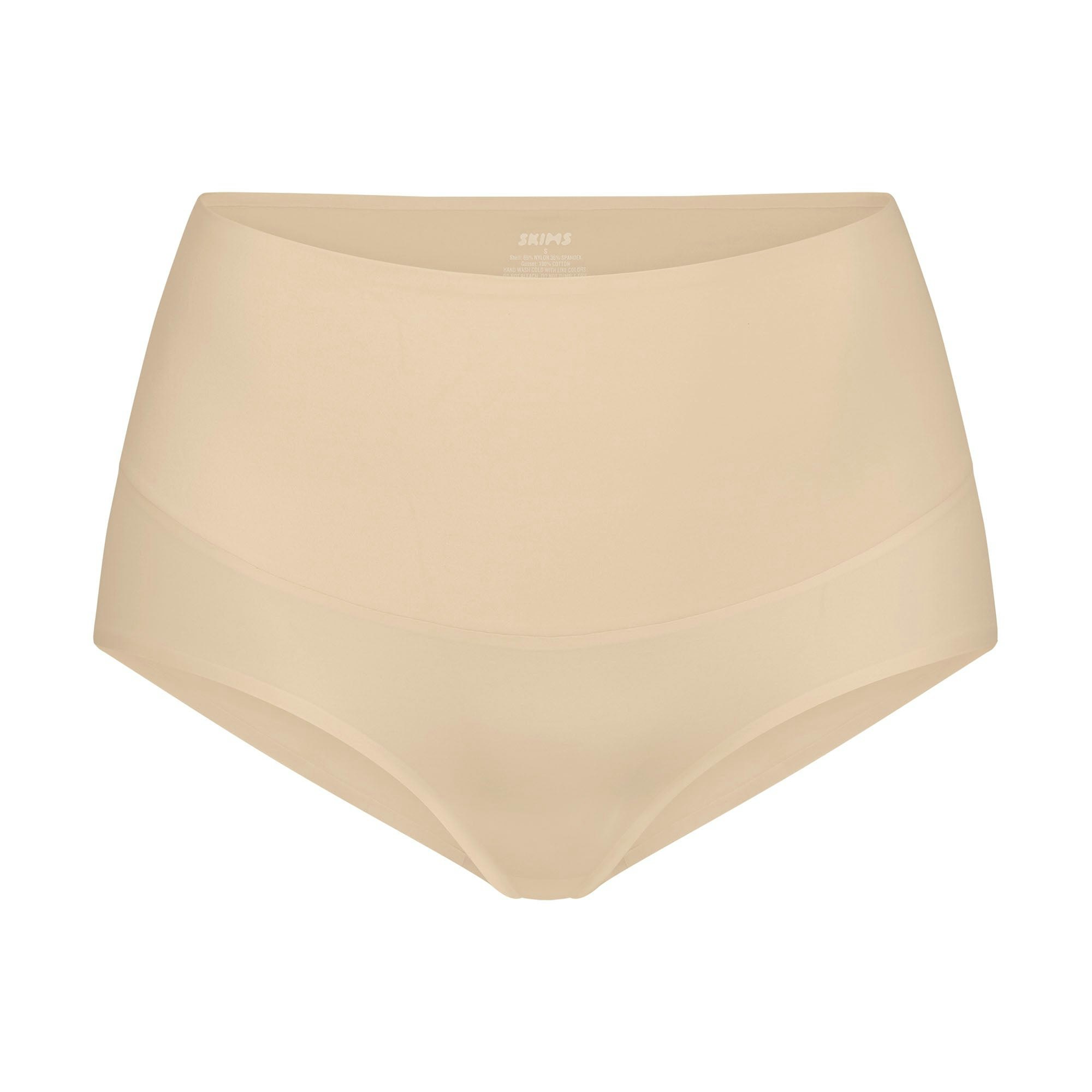 SMOOTHING INTIMATES HIGH-WAISTED BRIEF | SAND (BRIEFS, PANTIES) LAYS FLAT ON A WHITE BACKGROUND | FLT