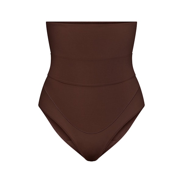 FITS EVERYBODY MATERNITY BANDED HIGH-WAISTED BRIEF | COCOA (BRIEFS, PANTIES) LAYS FLAT ON A WHITE BACKGROUND | FLT