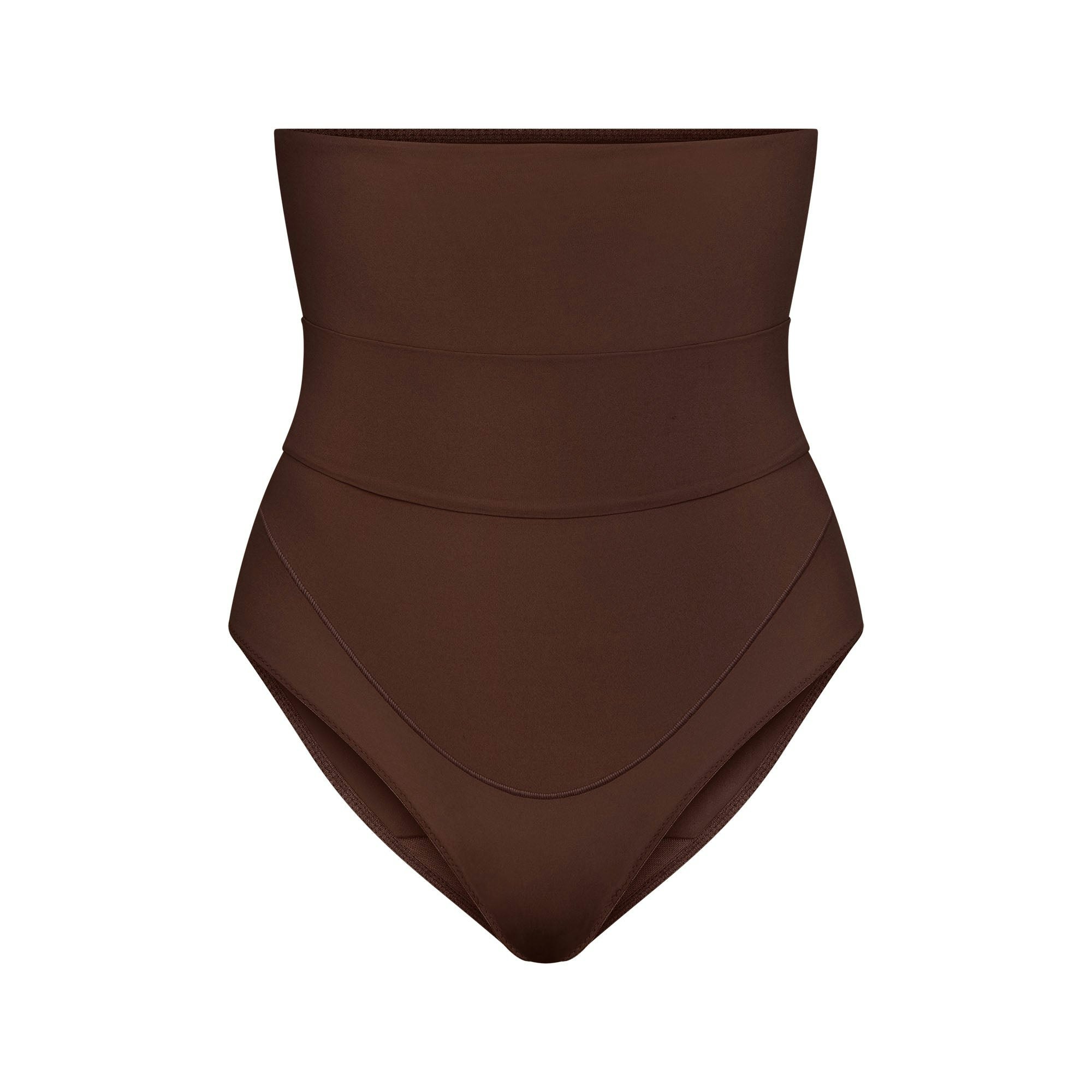 FITS EVERYBODY MATERNITY BANDED HIGH-WAISTED BRIEF | COCOA (BRIEFS, PANTIES) LAYS FLAT ON A WHITE BACKGROUND | FLT
