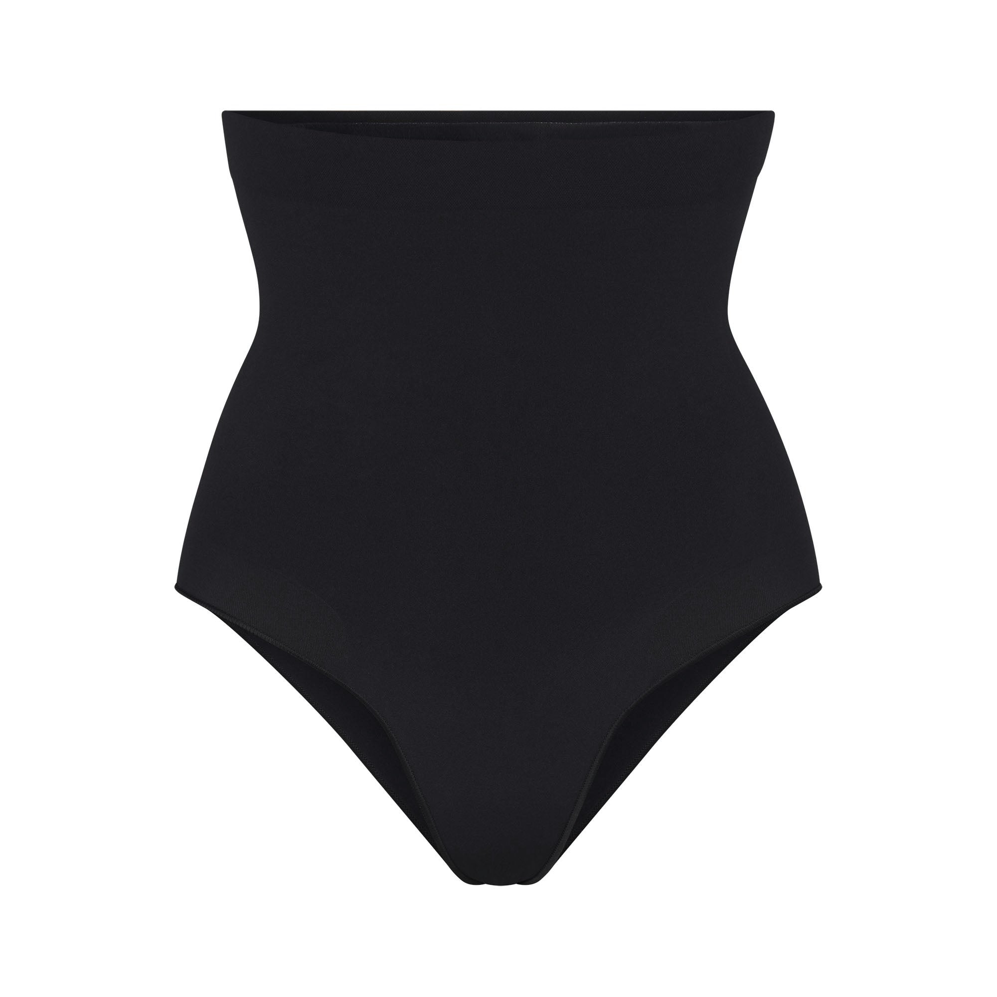 SEAMLESS SCULPT HIGH-WAISTED BRIEF | ONYX (SHAPEWEAR BRIEFS, PANTIES) LAYS FLAT ON A WHITE BACKGROUND | FLT