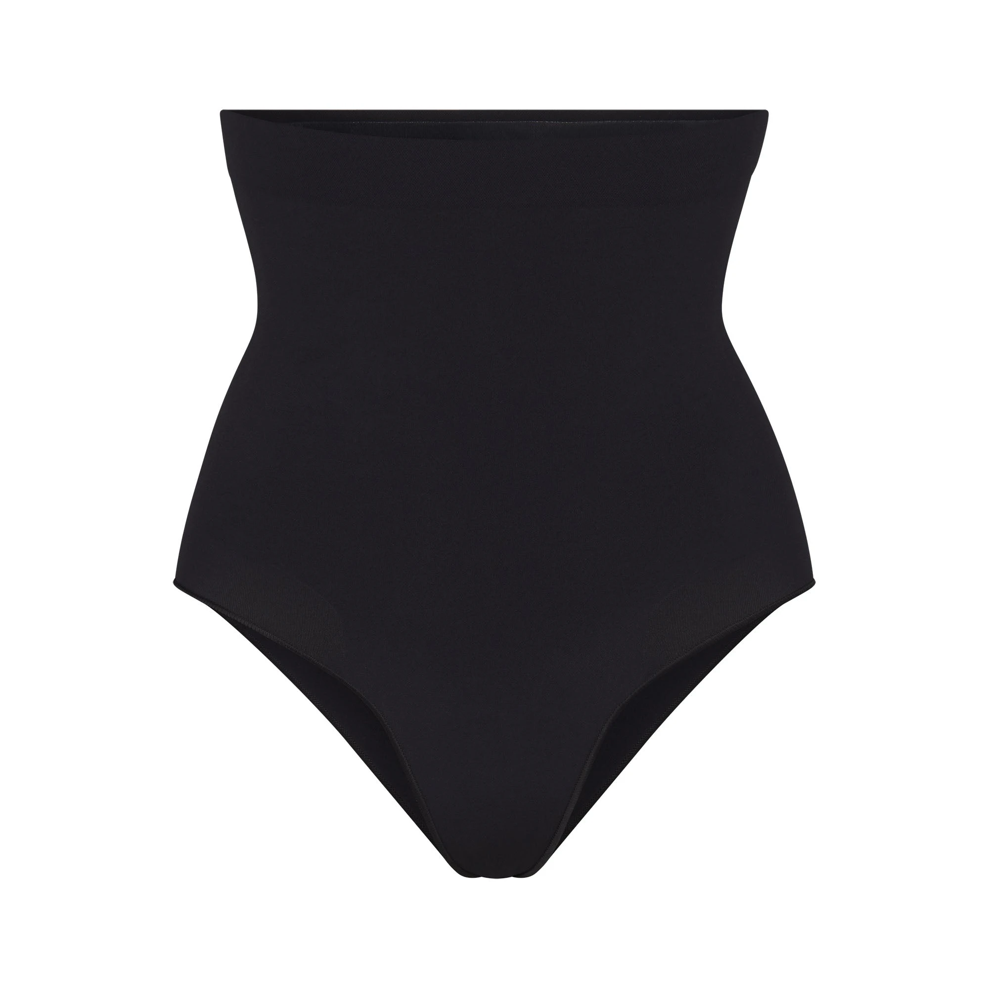 SEAMLESS SCULPT HIGH-WAISTED BRIEF | ONYX (SHAPEWEAR BRIEFS, PANTIES) LAYS FLAT ON A WHITE BACKGROUND | FLT