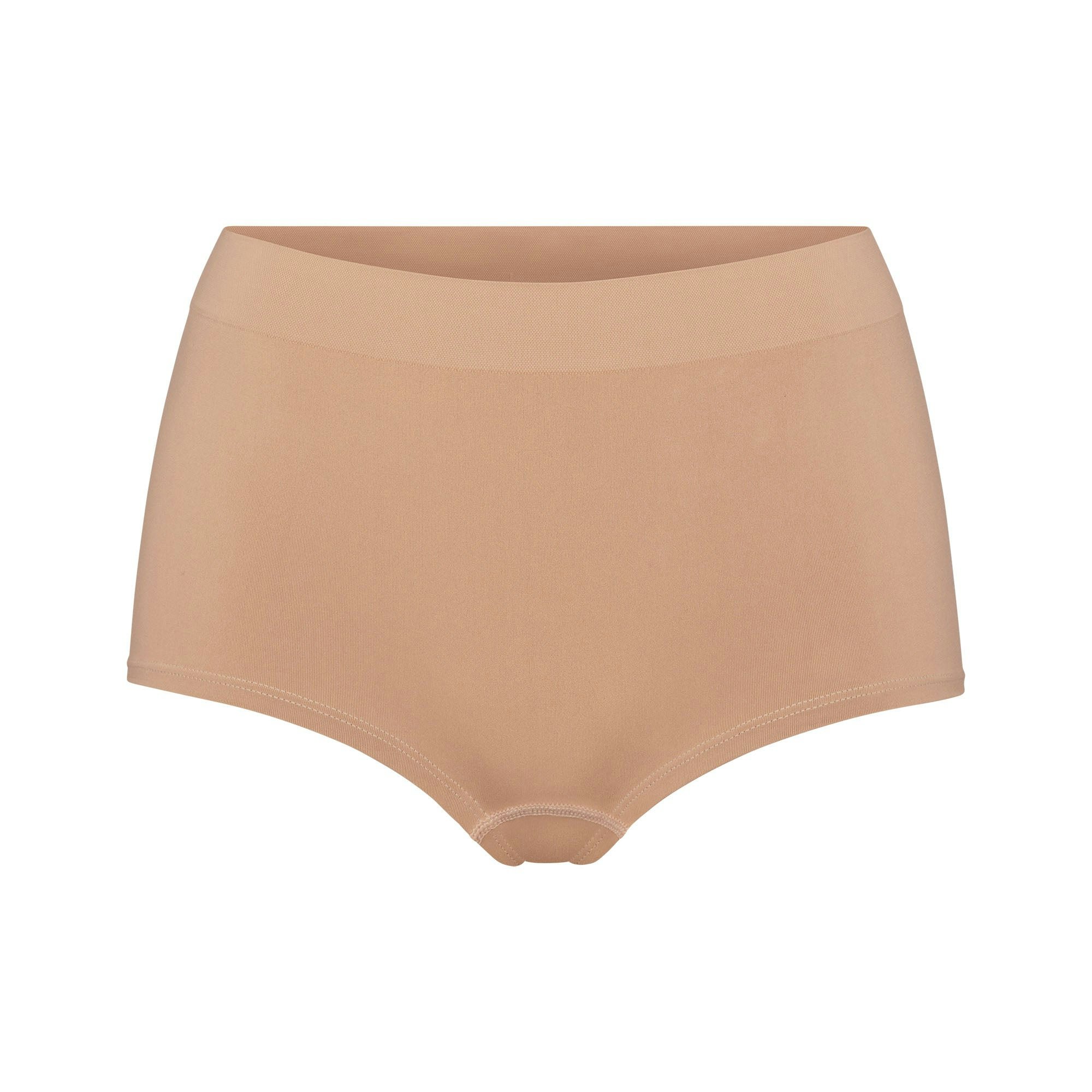 SOFT SMOOTHING SEAMLESS BOY SHORT | OCHRE (BOY SHORTS, PANTIES) LAYS FLAT ON A WHITE BACKGROUND | FLT