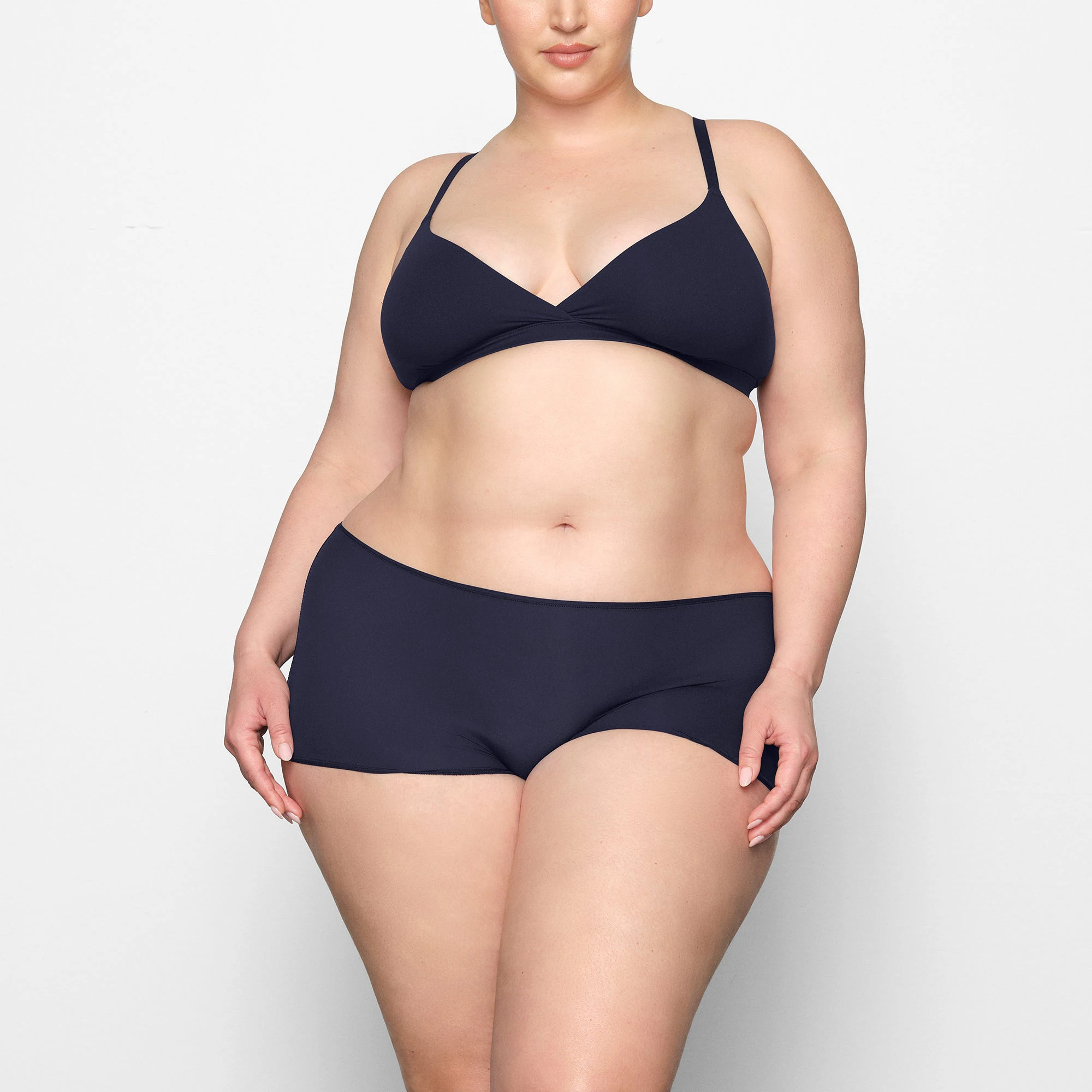 FITS EVERYBODY BOY SHORT WORN BY A MODEL IN FRONT VIEW | SEE: 2X, 3X, 4X