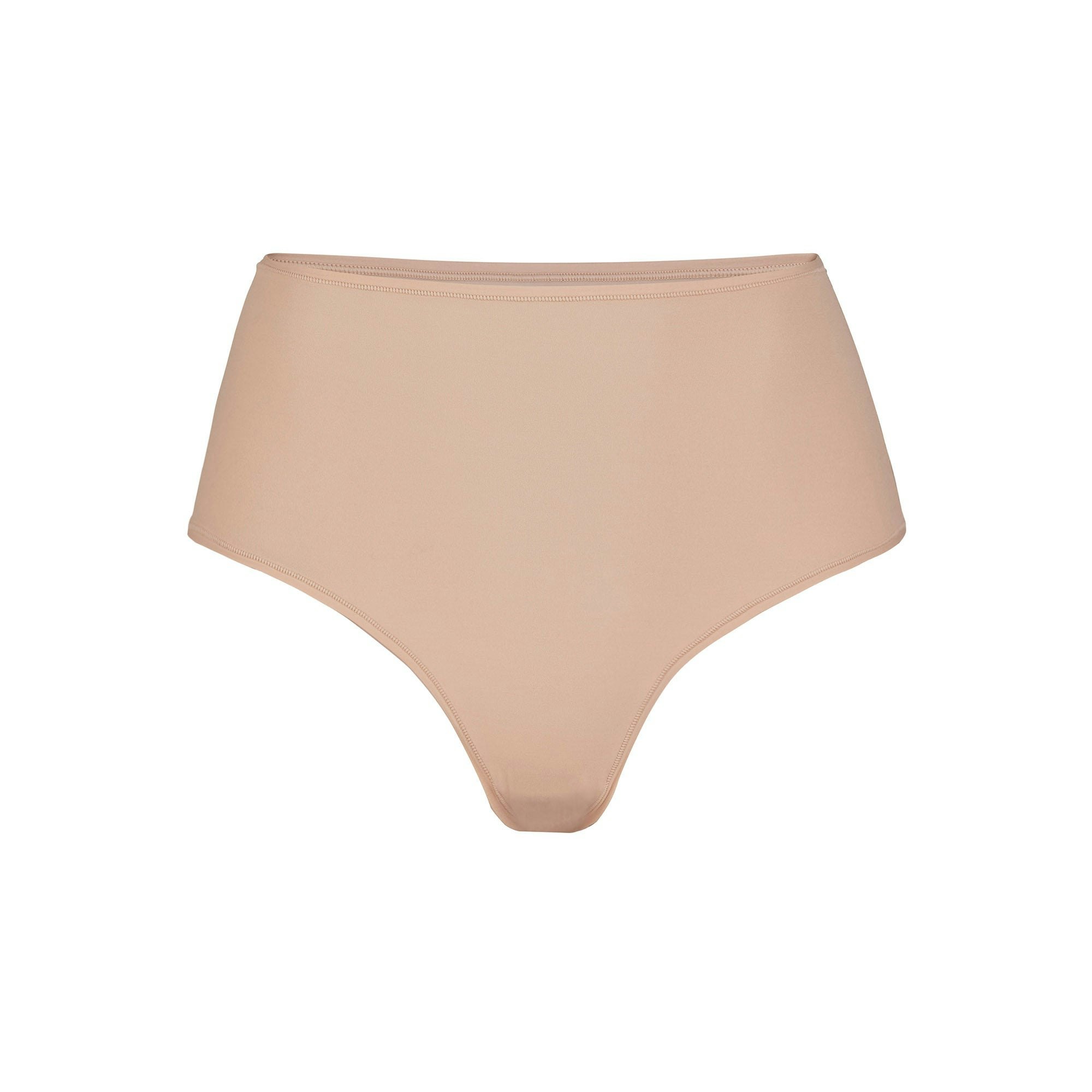 FITS EVERYBODY HIGH-WAISTED THONG | CLAY (HIGH-WAISTED PANTIES) LAYS FLAT ON A WHITE BACKGROUND | FLT