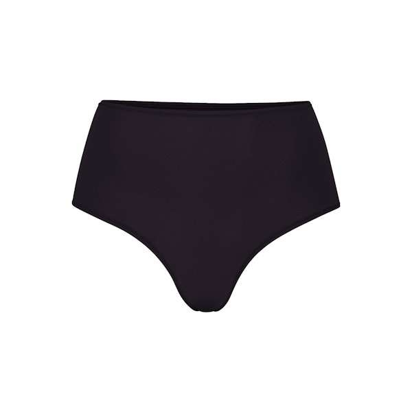 FITS EVERYBODY HIGH-WAISTED THONG | ONYX (HIGH-WAISTED PANTIES) LAYS FLAT ON A WHITE BACKGROUND | FLT