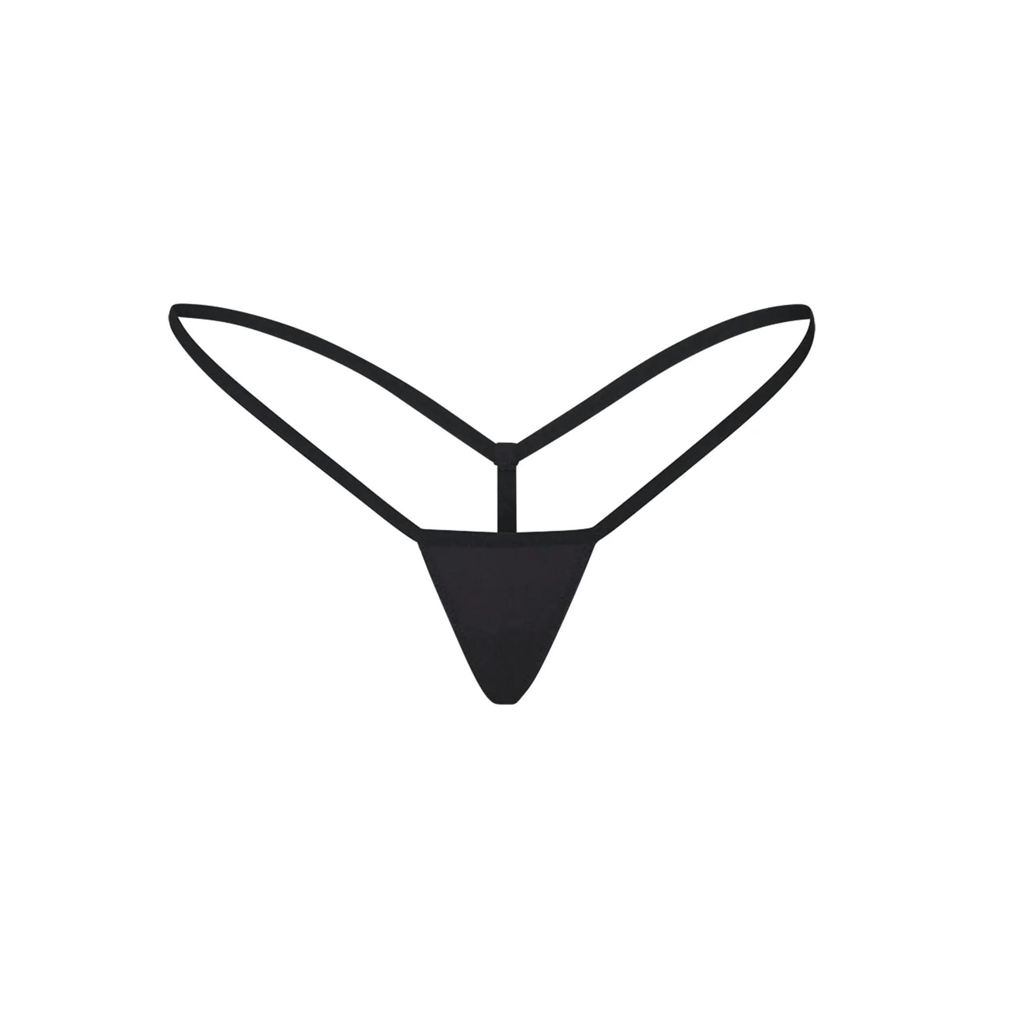 FITS EVERYBODY MICRO THONG | ONYX (THONGS, PANTIES) LAYS FLAT ON A WHITE BACKGROUND | FLT