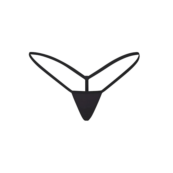 FITS EVERYBODY MICRO THONG | ONYX (THONGS, PANTIES) LAYS FLAT ON A WHITE BACKGROUND | FLT