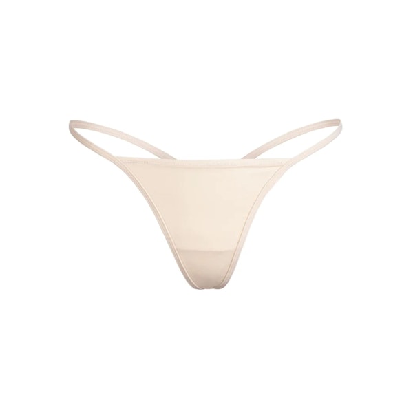 FITS EVERYBODY T-STRING THONG | SAND (THONGS, PANTIES) LAYS FLAT ON A WHITE BACKGROUND | FLT