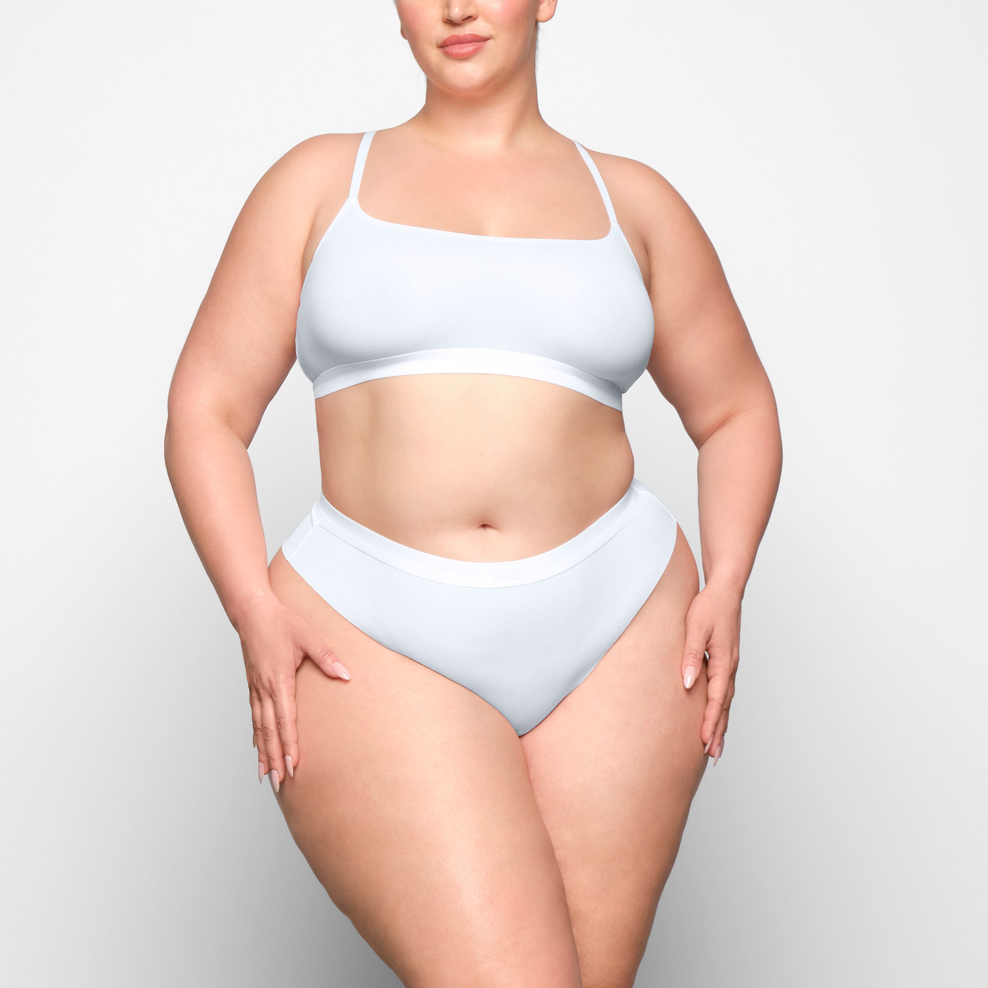 SMOOTH RIB THONG WORN BY A MODEL IN FRONT VIEW | SEE: 2X, 3X, 4X