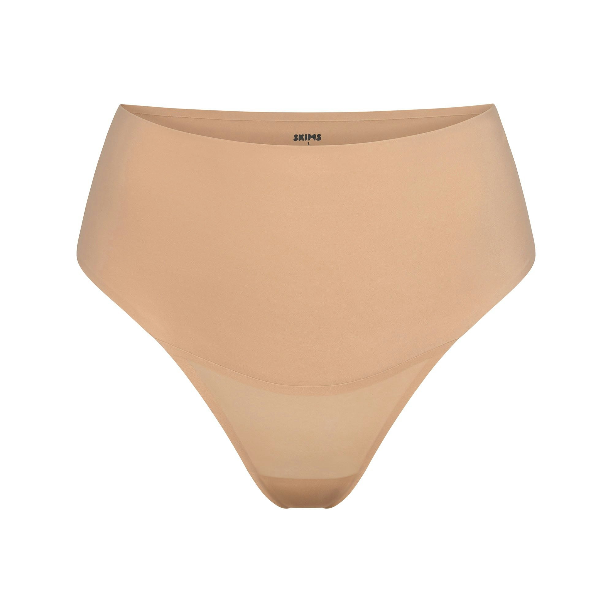 SMOOTHING INTIMATES HIGH-WAISTED THONG | CLAY (THONGS, PANTIES) LAYS FLAT ON A WHITE BACKGROUND | FLT
