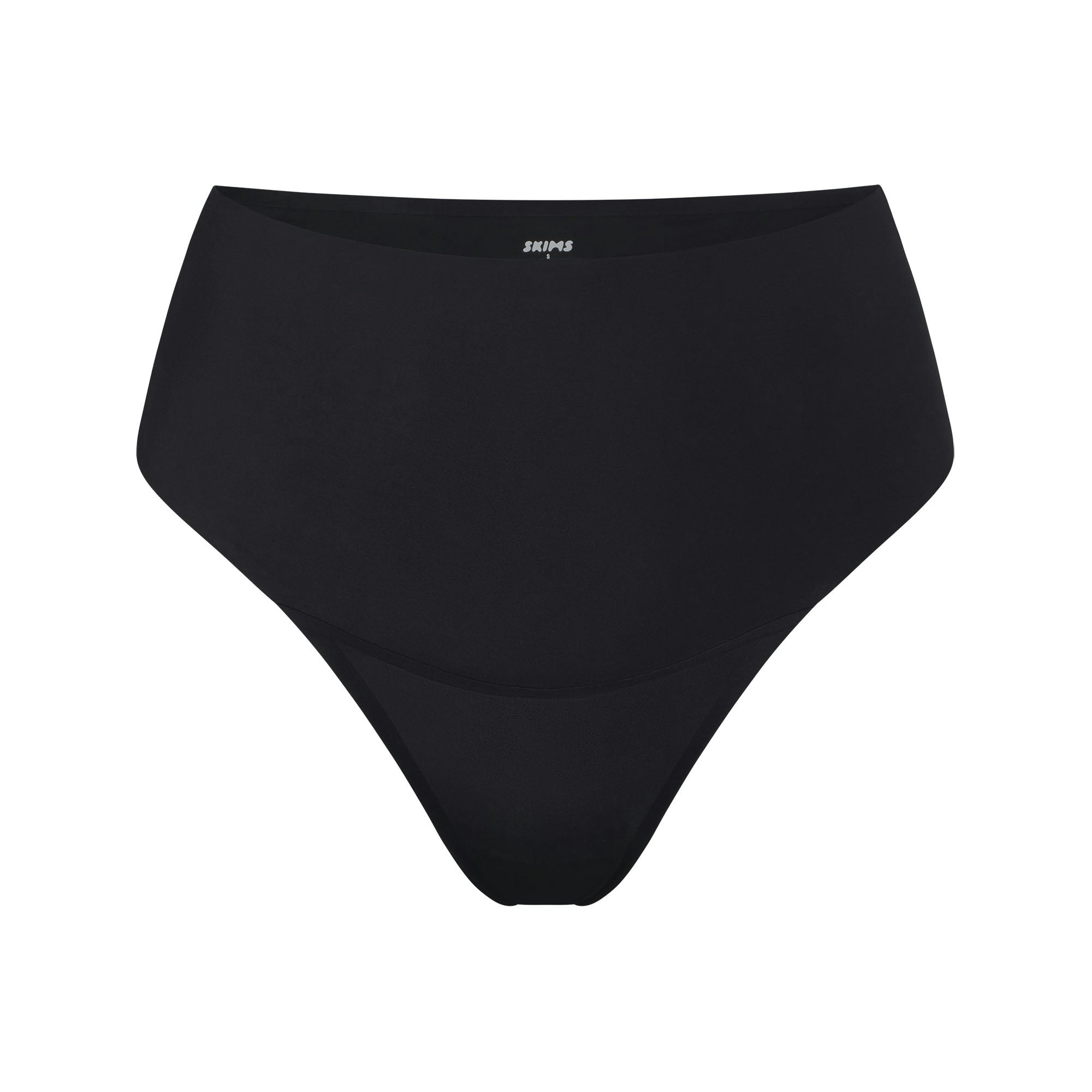 SMOOTHING INTIMATES HIGH-WAISTED THONG | ONYX (THONGS, PANTIES) LAYS FLAT ON A WHITE BACKGROUND | FLT
