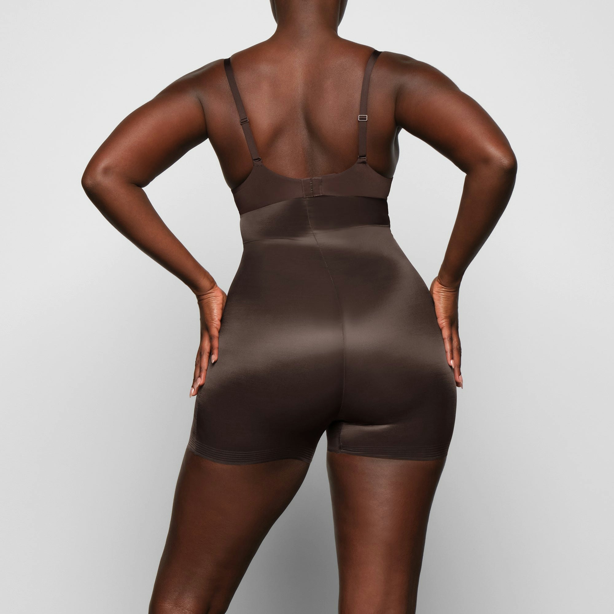 BARELY THERE HIGH WAIST SHORTIE ON A MODEL BACK VIEW