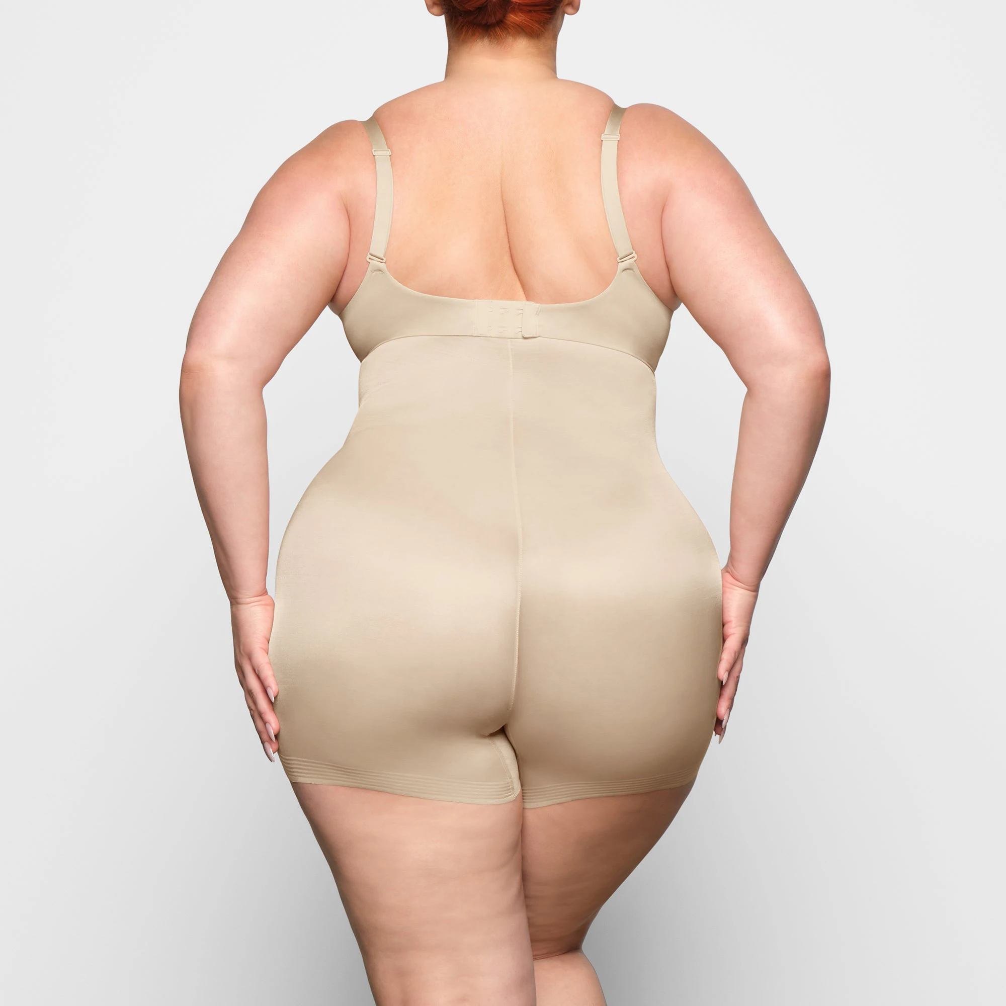 BARELY THERE HIGH WAIST SHORTIE ON A MODEL BACK VIEW