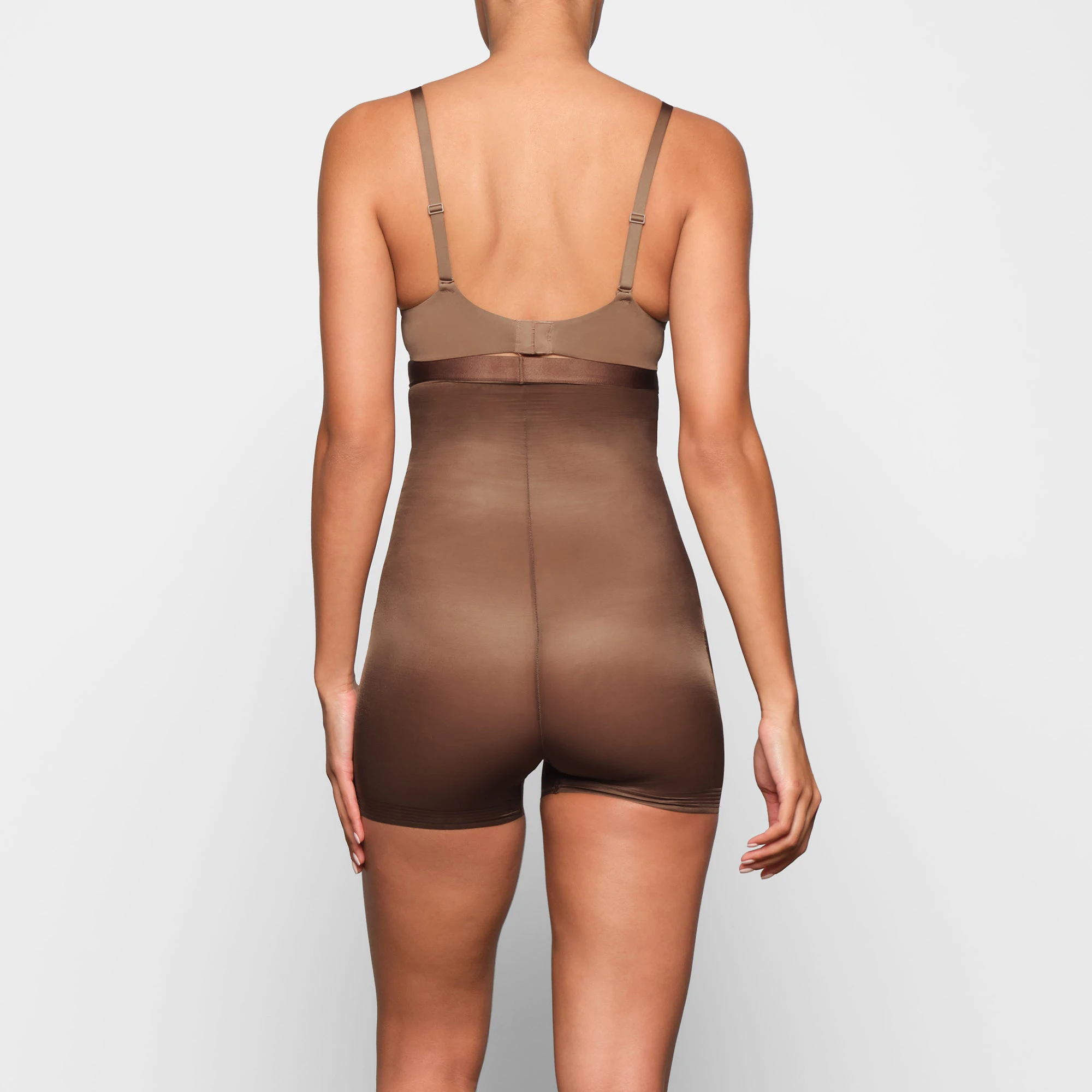 BARELY THERE HIGH WAIST SHORTIE ON A MODEL BACK VIEW