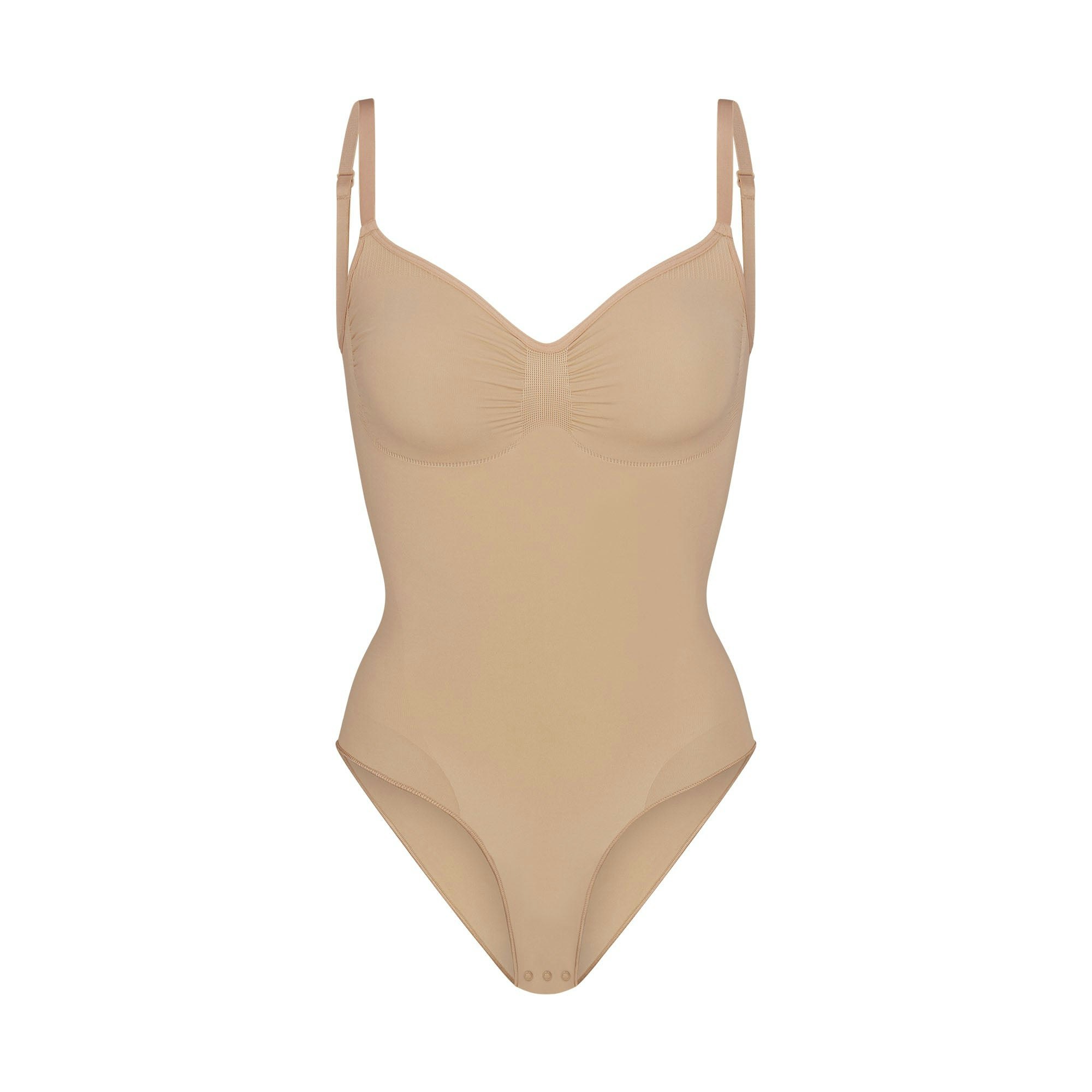 SEAMLESS SCULPT BRIEF BODYSUIT | CLAY (SHAPEWEAR BODYSUITS) LAYS FLAT ON A WHITE BACKGROUND | FLT