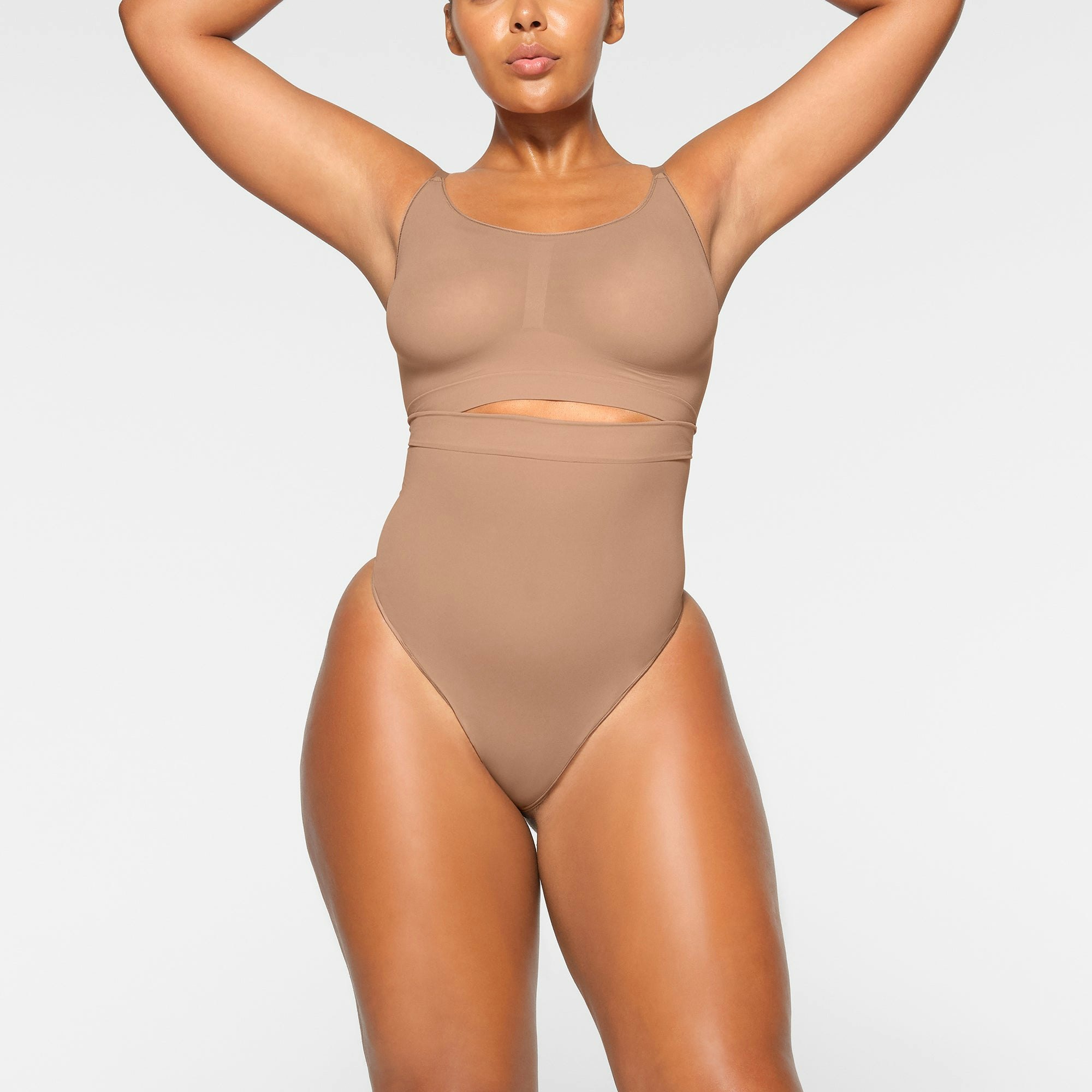 EVERYDAY SCULPT HIGH-WAISTED THONG WORN BY A MODEL IN FRONT VIEW | SEE: M, L, XL