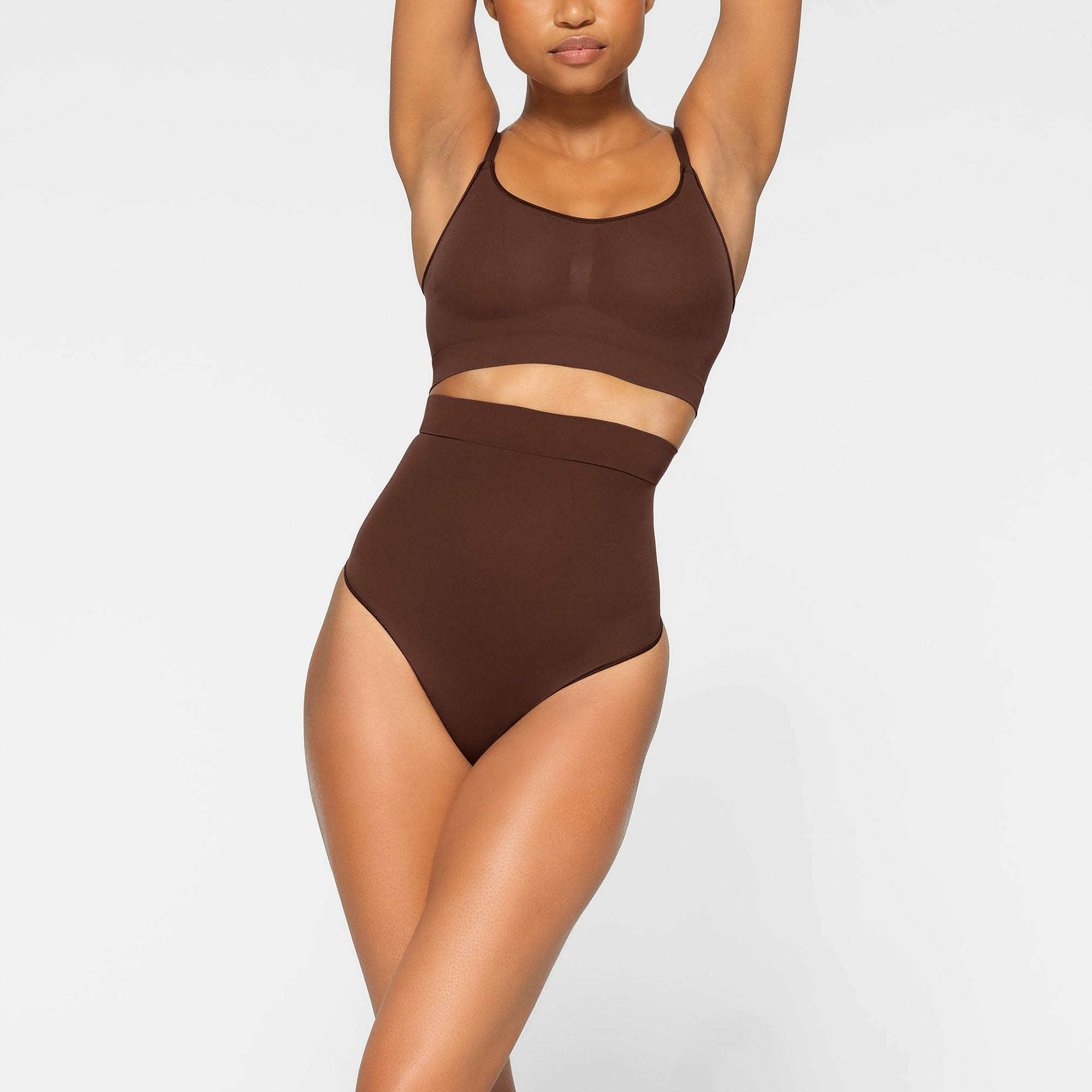 EVERYDAY SCULPT HIGH-WAISTED THONG WORN BY A MODEL IN FRONT VIEW | SEE: XXS, XS, S