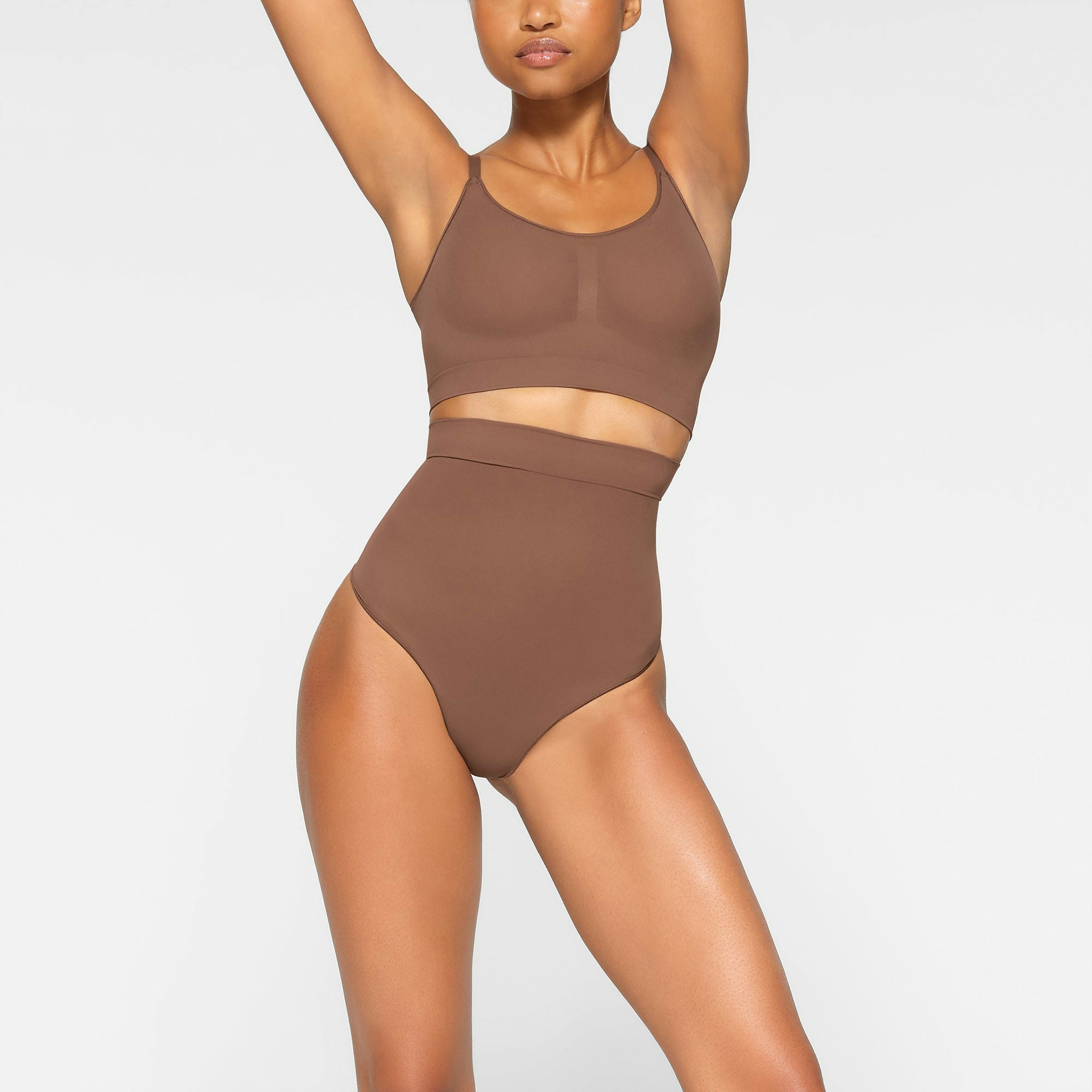 EVERYDAY SCULPT HIGH-WAISTED THONG WORN BY A MODEL IN FRONT VIEW | SEE: XXS, XS, S