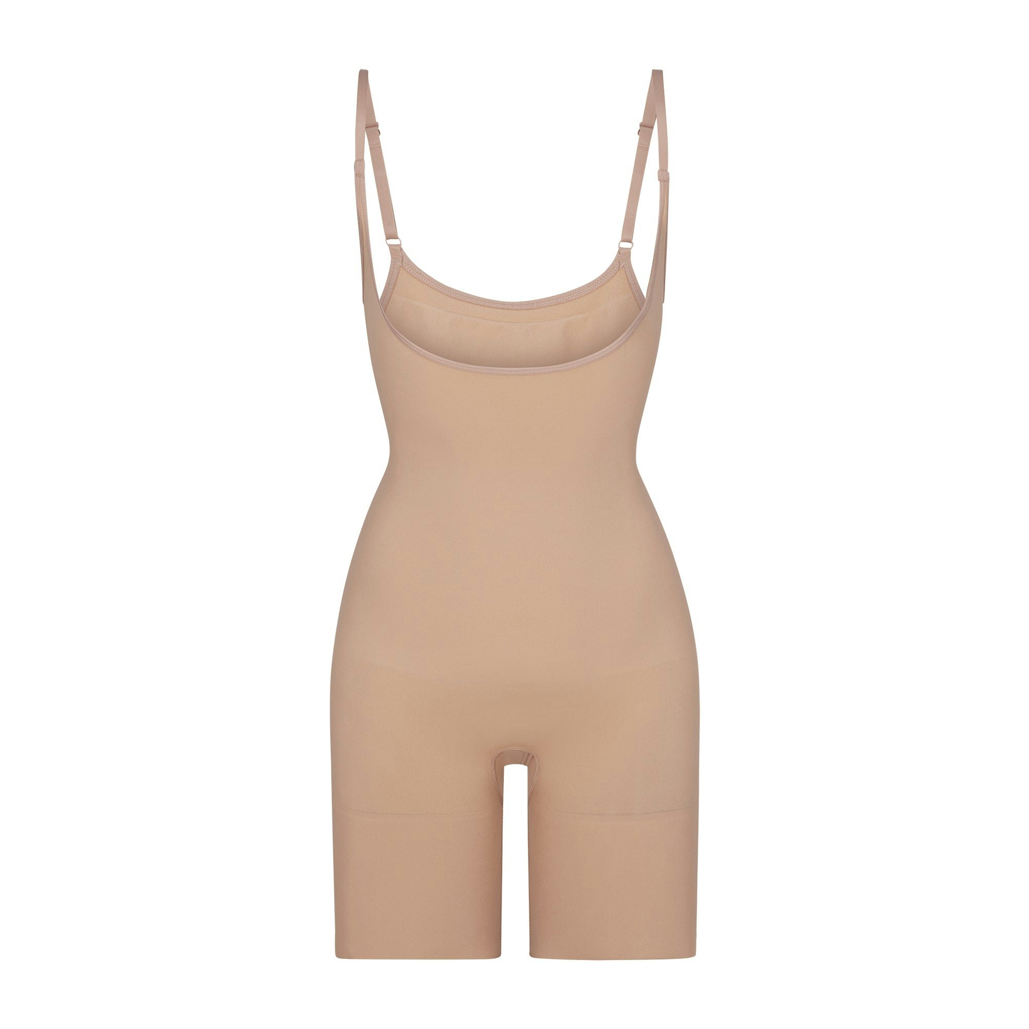 BUTT ENHANCING OPEN BUST BODYSUIT | CLAY (SHAPEWEAR BODYSUITS) LAYS FLAT ON A WHITE BACKGROUND | FLT