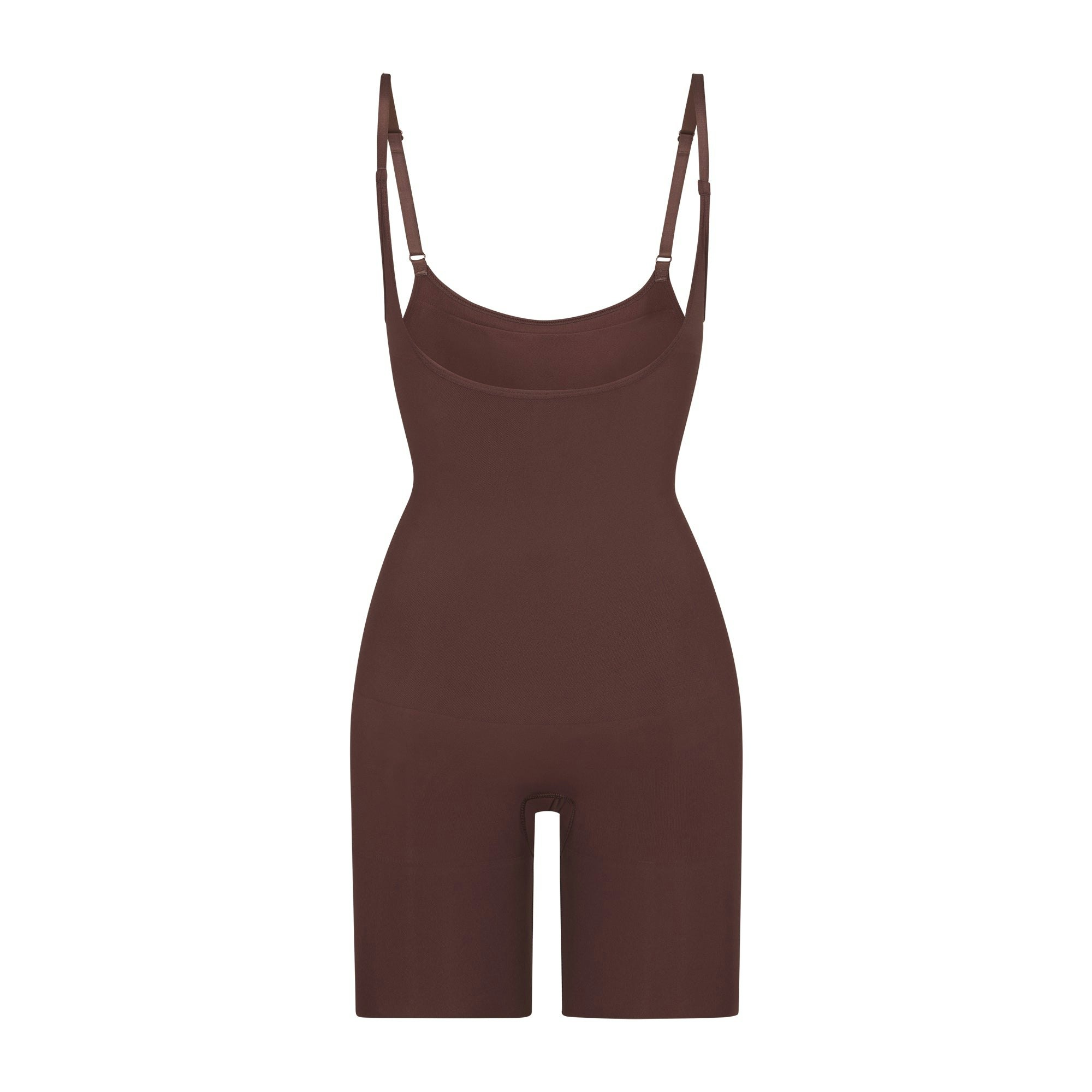 BUTT ENHANCING OPEN BUST BODYSUIT | COCOA (SHAPEWEAR BODYSUITS) LAYS FLAT ON A WHITE BACKGROUND | FLT