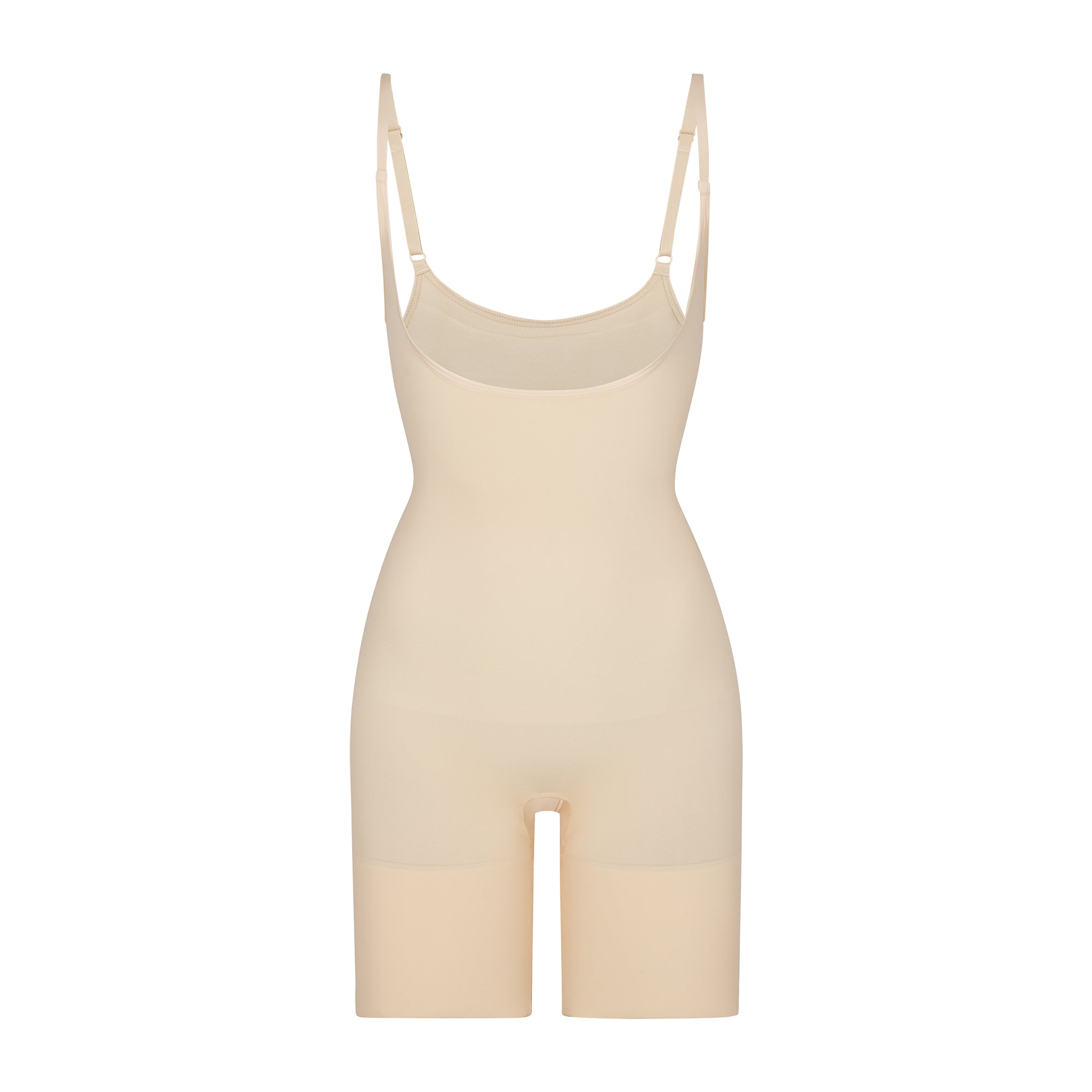 BUTT ENHANCING OPEN BUST BODYSUIT | SAND (SHAPEWEAR BODYSUITS) LAYS FLAT ON A WHITE BACKGROUND | FLT
