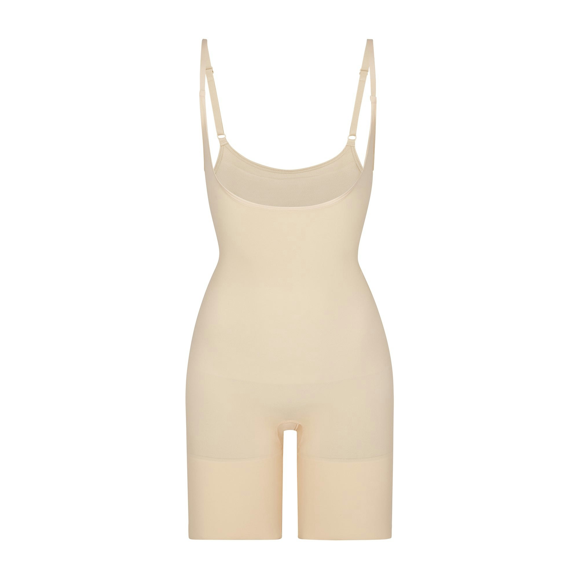 BUTT ENHANCING OPEN BUST BODYSUIT | SAND (SHAPEWEAR BODYSUITS) LAYS FLAT ON A WHITE BACKGROUND | FLT