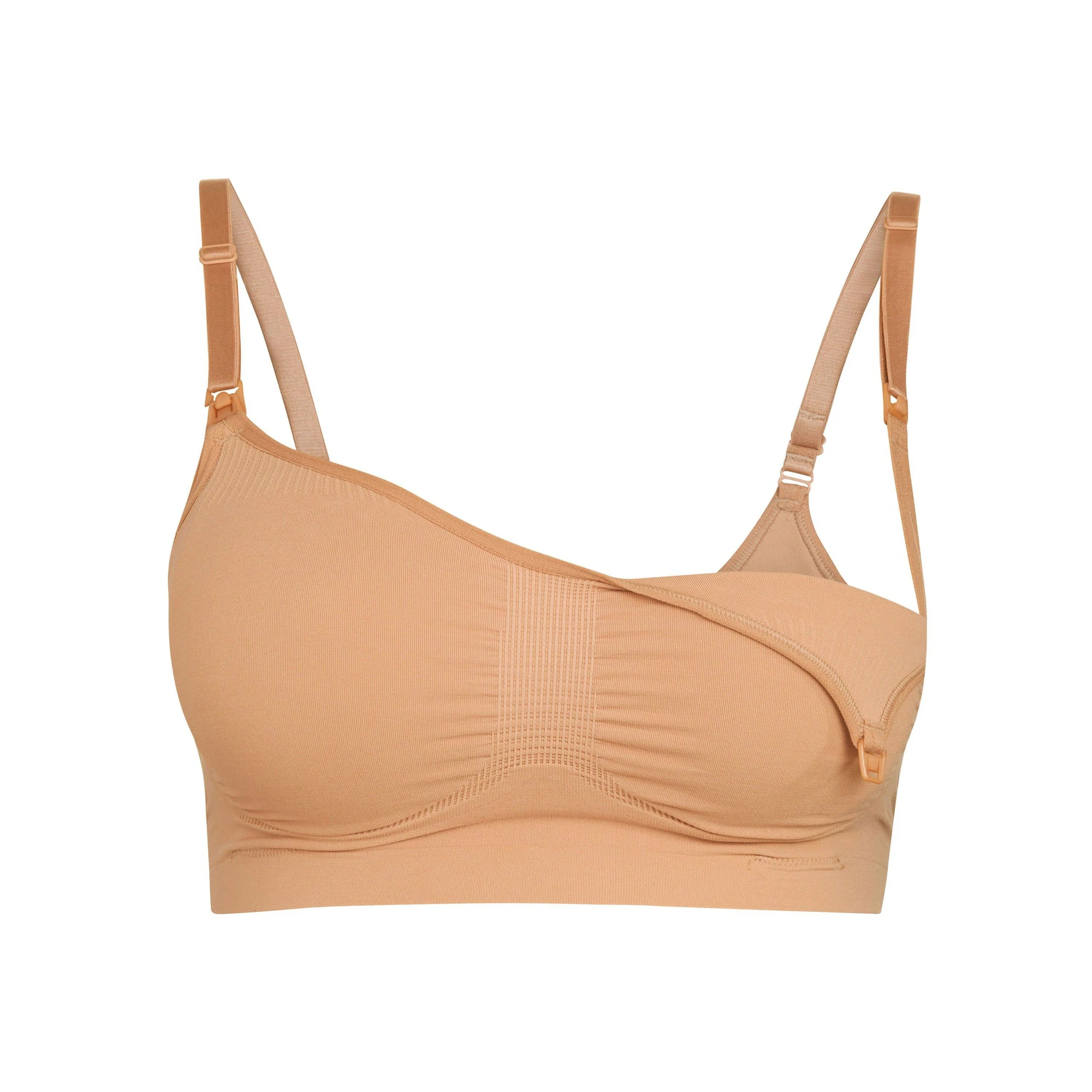 MATERNITY NURSING SCULPTING BRA | OCHRE (MATERNITY SHAPEWEAR, BRAS) LAYS FLAT ON A WHITE BACKGROUND | FLT