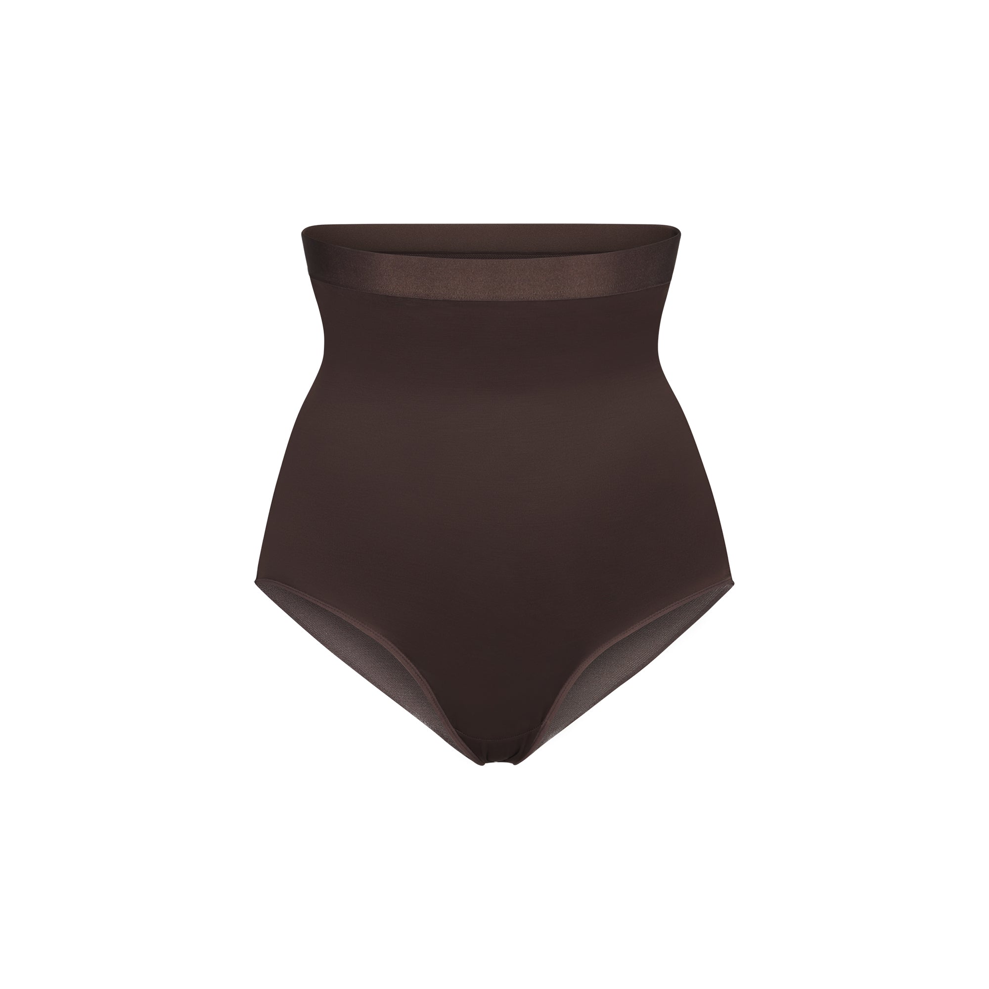 BARELY THERE HIGH WAIST BRIEF LAYS FLAT ON A WHITE BACKGROUND